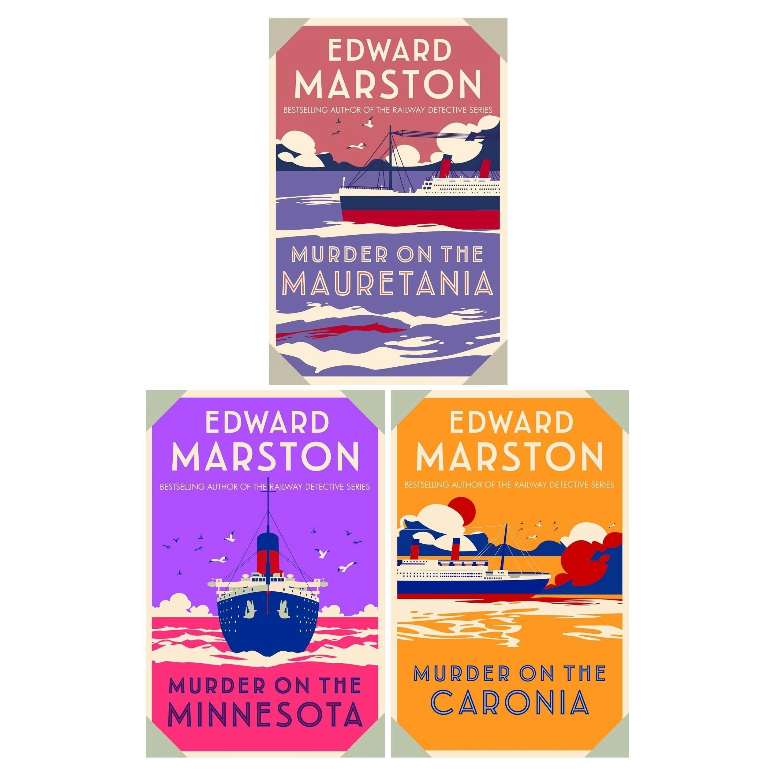 Allison & Busby Edward Marston Ocean Liner Mysteries Collection 3 Books Set (Mauretania, Minnesota, Caronia)