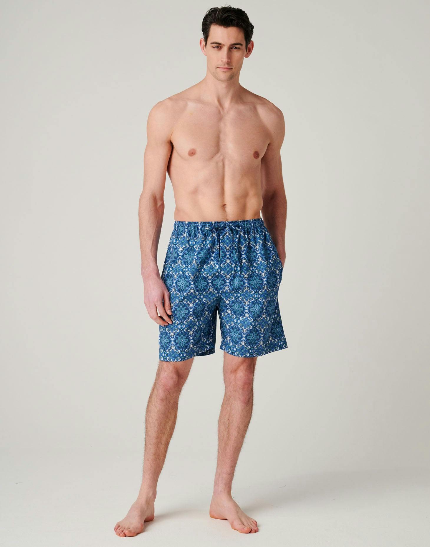 British Boxers Men's Crisp Cotton Sleep Shorts – Marrakesh Paisley - Small