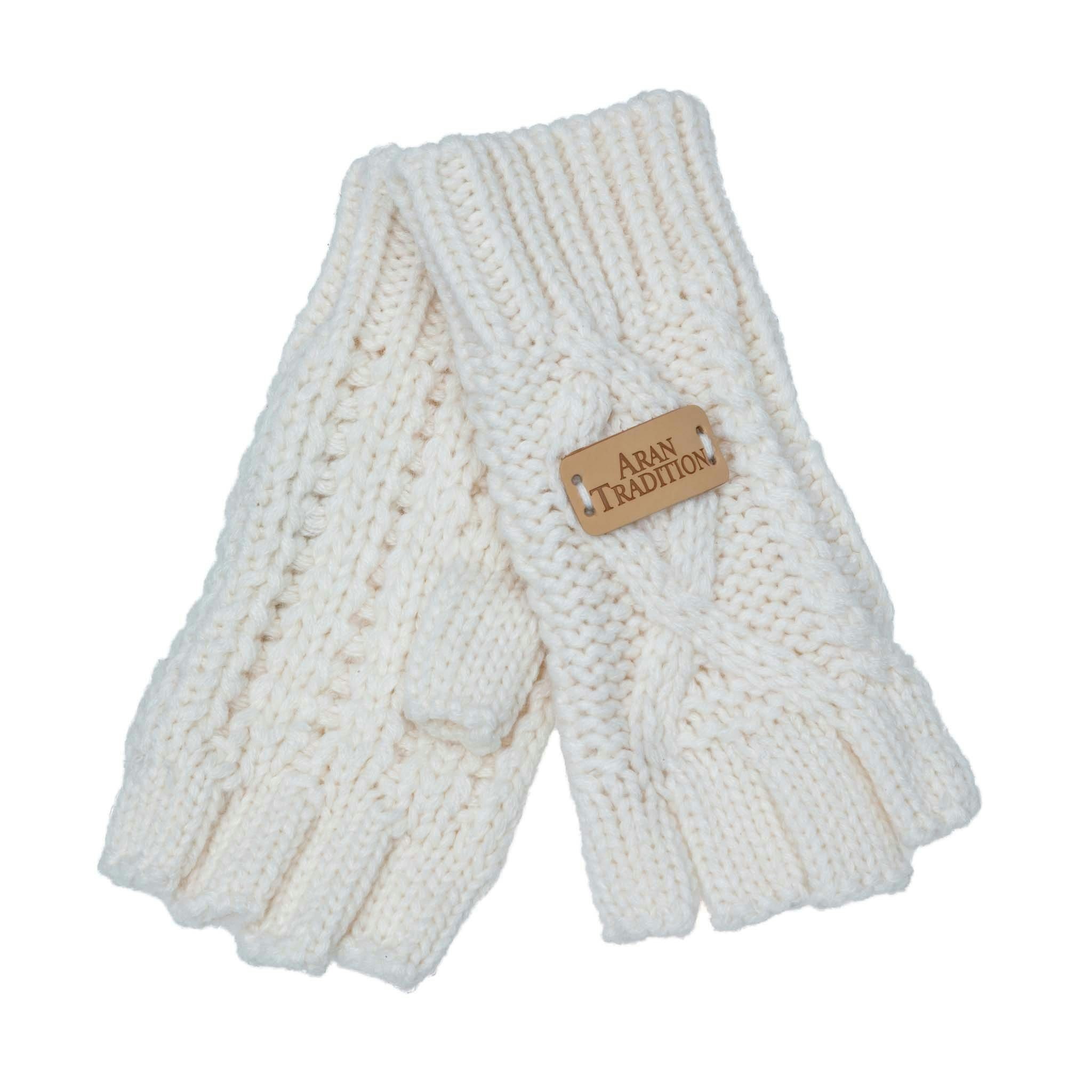 Aran Traditions Cream Aran Classic Cable Fingerless Gloves