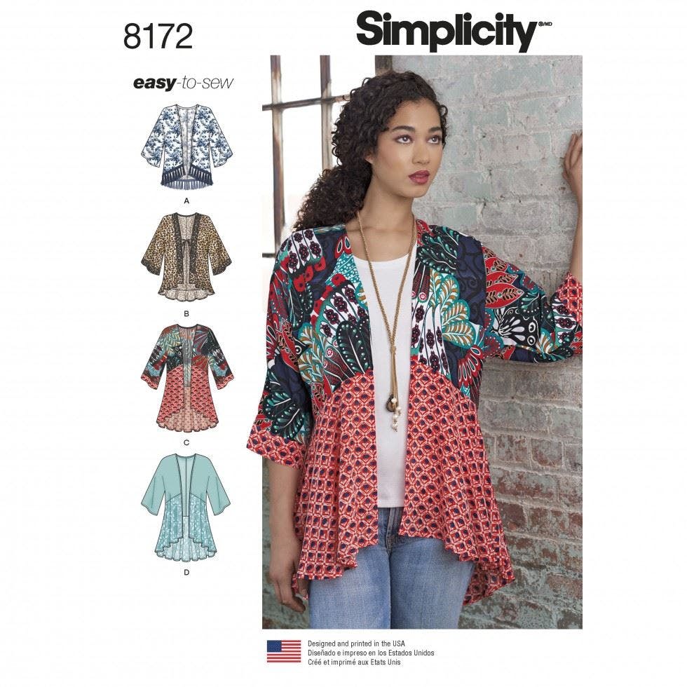 Simplicity Women's Sewing Pattern 8172, Tops For A (Xxs-Xs-S-M-L-Xl-Xxl) - Easy - A (Xxs-Xs-S-M-L-Xl-Xxl)