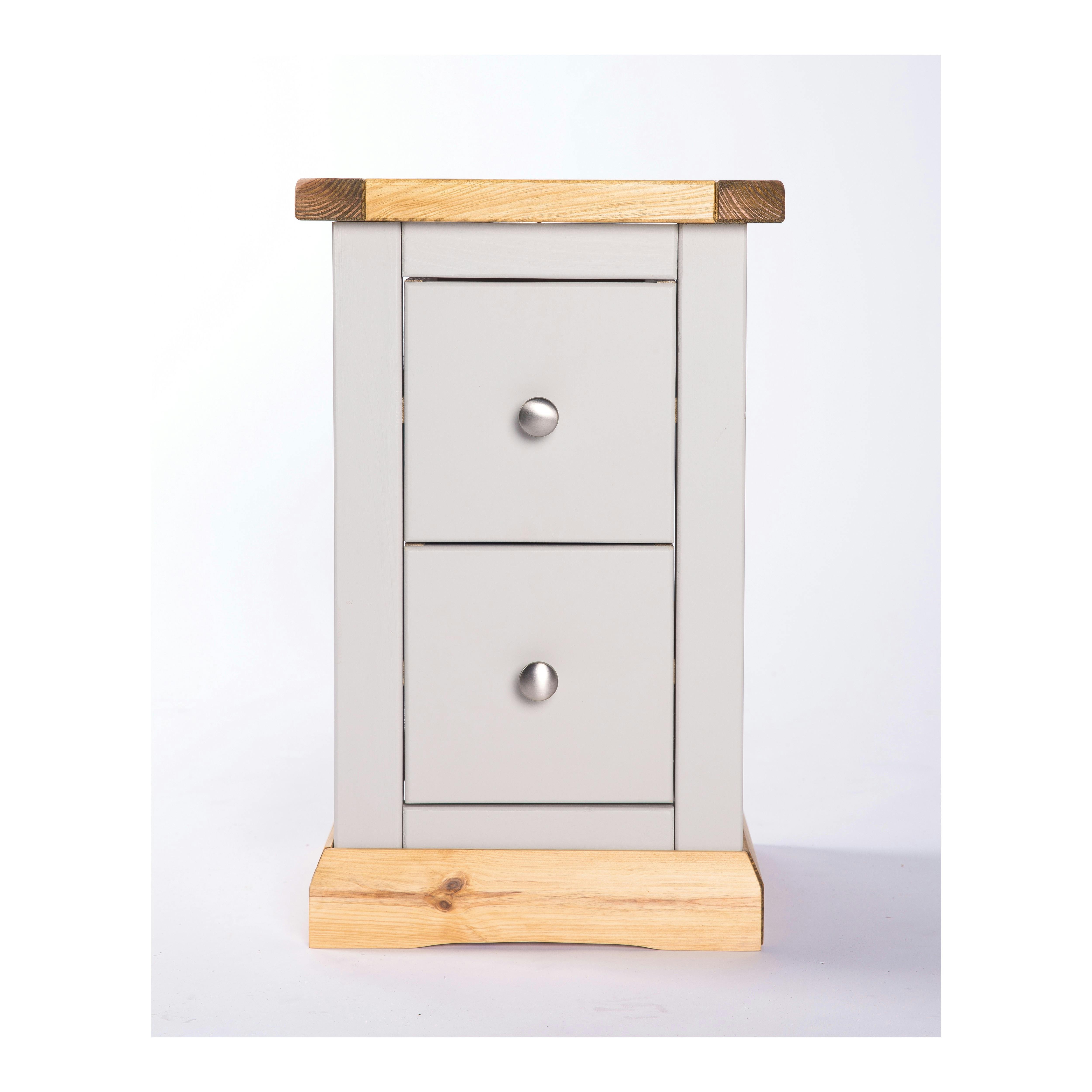Cabinet Bits Light/Grey Bomporto 2 Drawer Petite Bedside Table