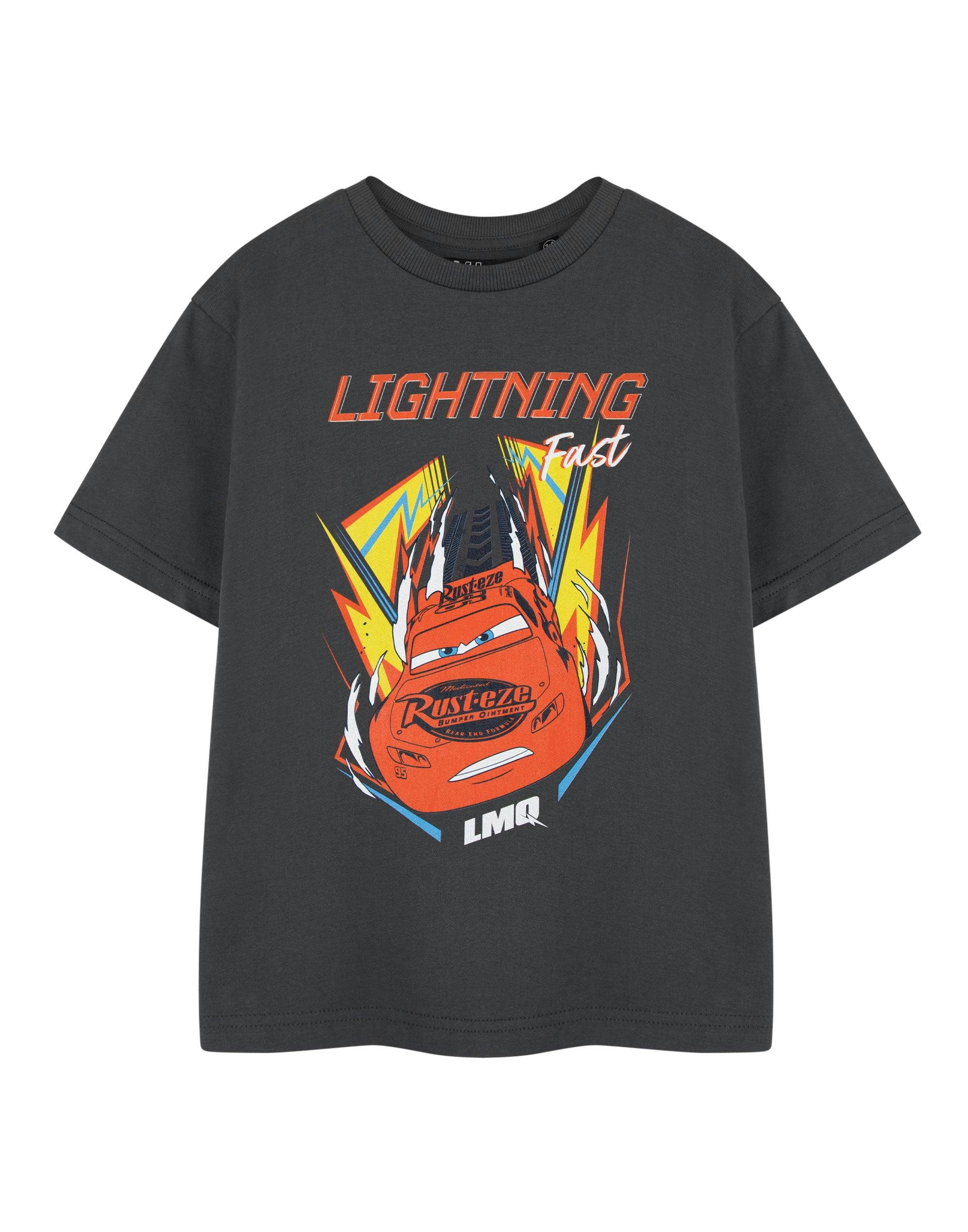 Vanilla Underground Boys Grey Disney Cars Lightening Fast Short Sleeved T-Shirt - 3-4 Years