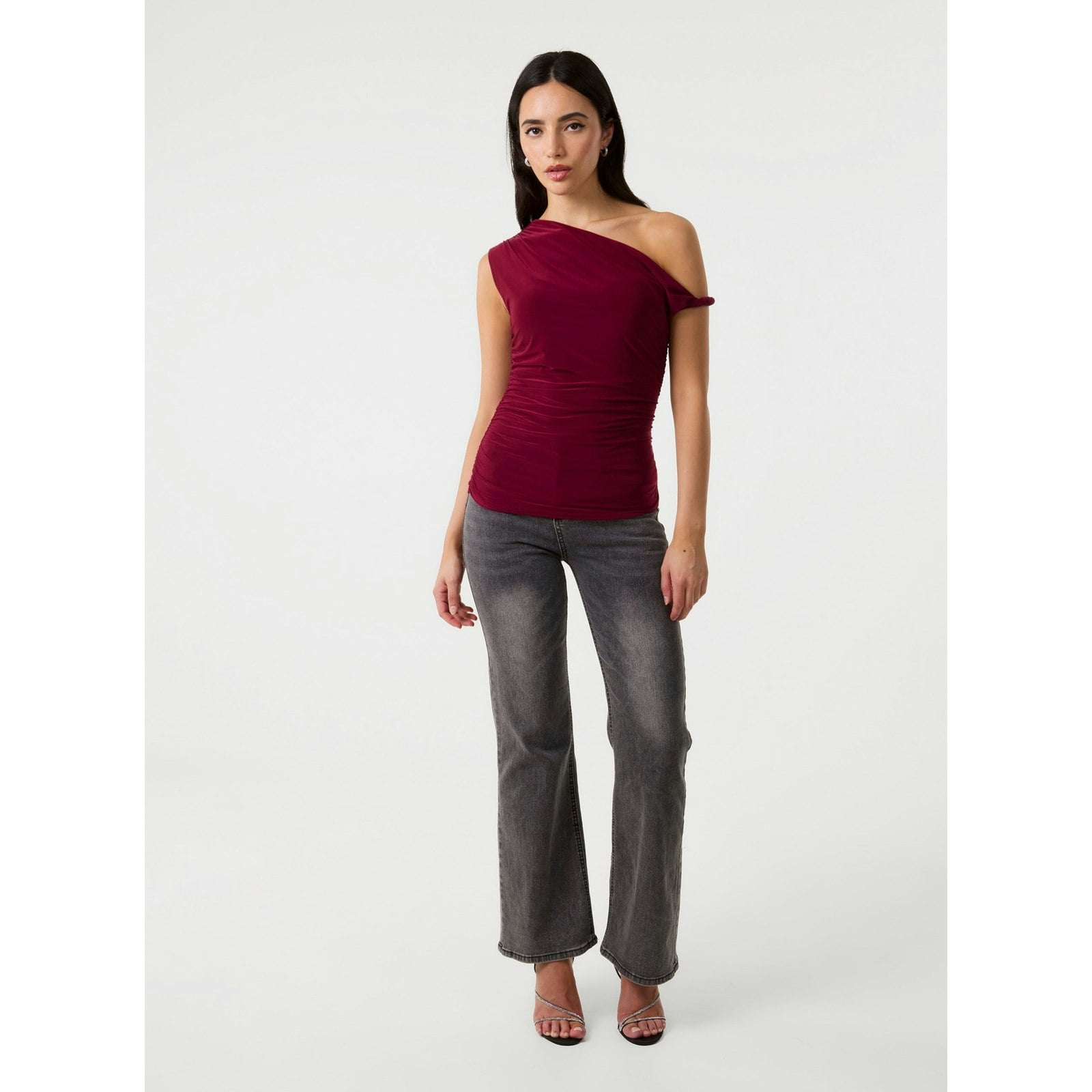 Pink Vanilla Twist Shoulder Top - L - Wine