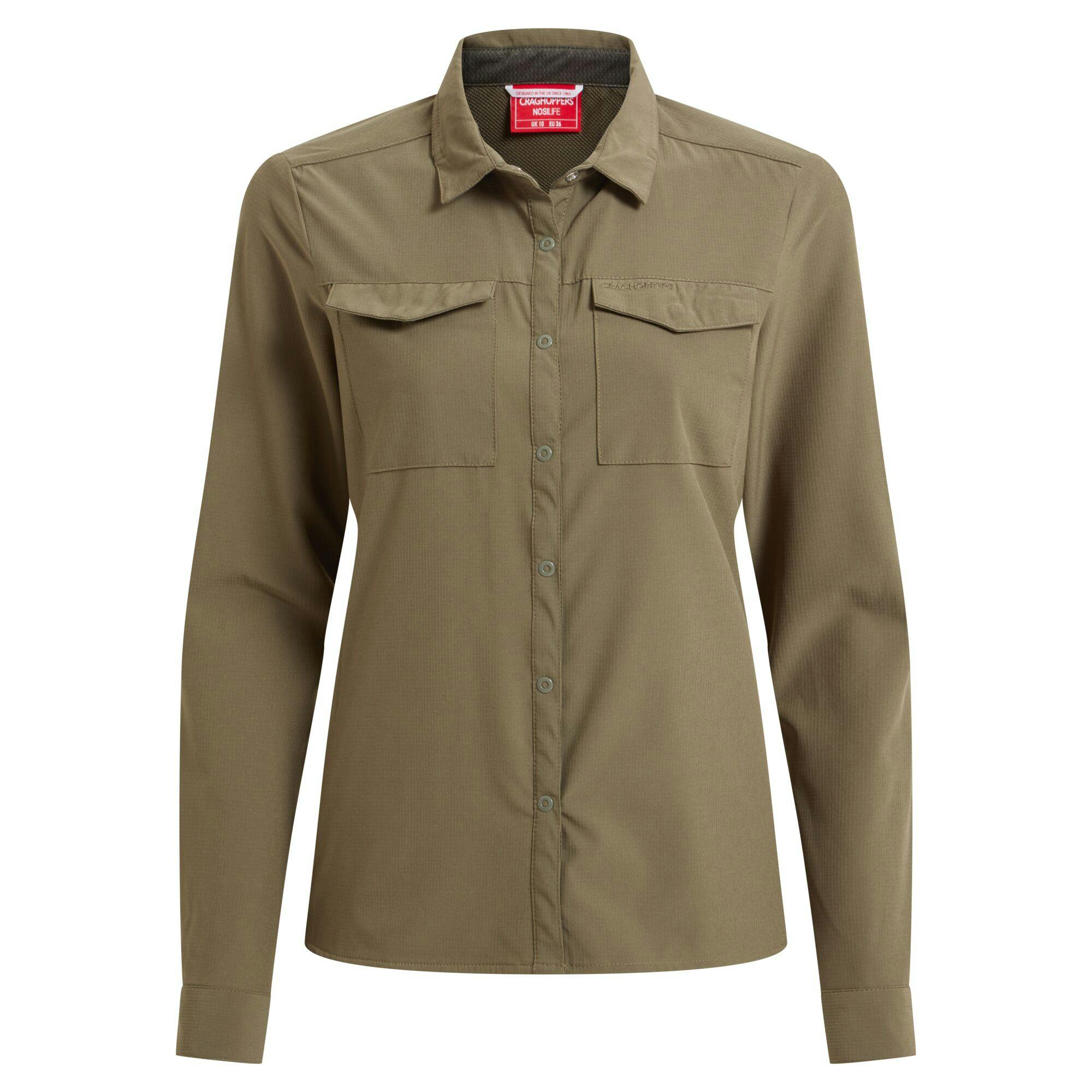Craghoppers Women's / Nosilife Pro Iii Nosilife Long-Sleeved Shirt - Wild Olive - 8 Uk - Wild Olive - 100% Mixed