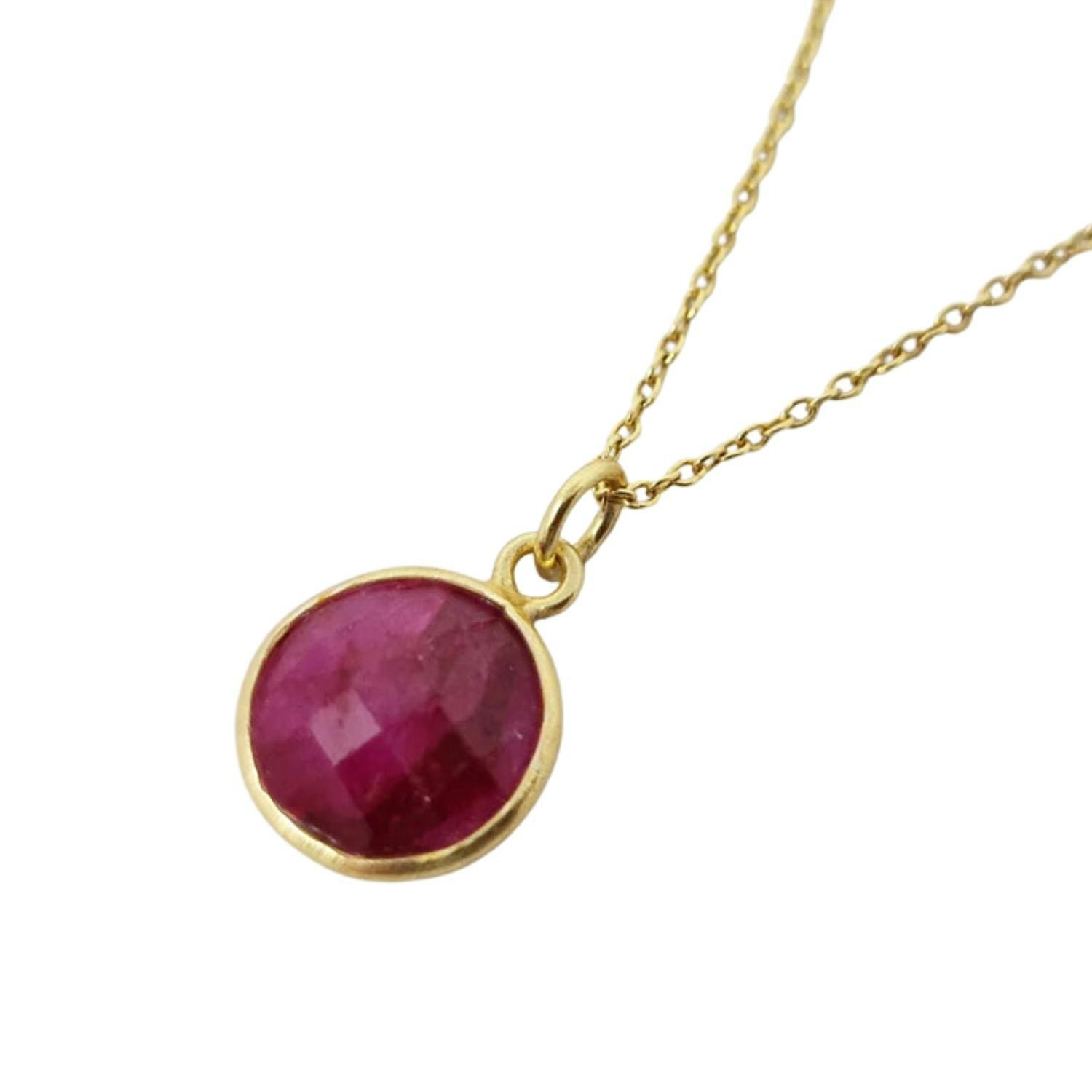 Harfi Gold 18Ct Vermeil Plated Round Ruby Necklace
