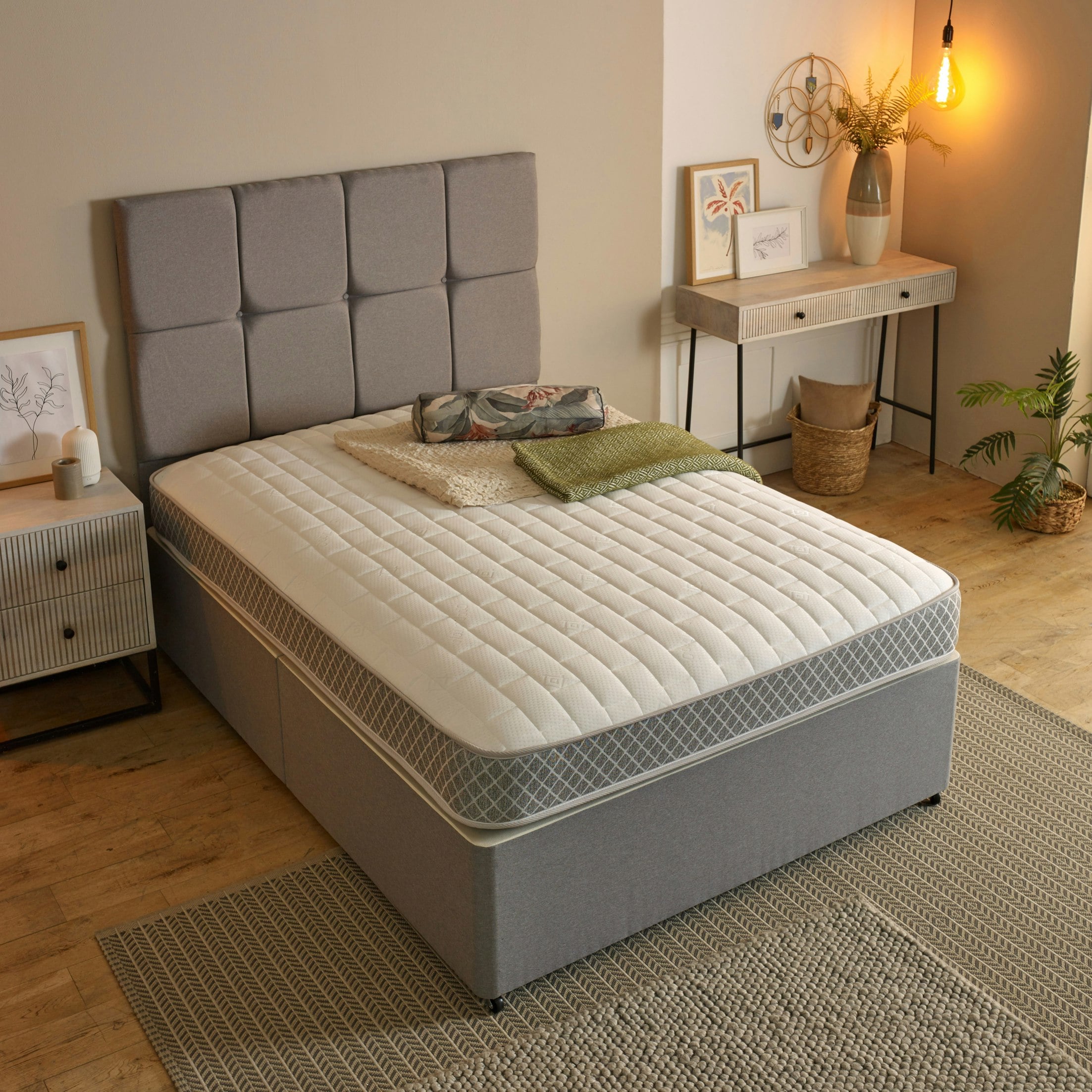 Starlight Beds Grey Memory Foam Hybrid Spring Mattress - 7.25" Deep, Supportive Coil Spring Core - 1 - European Single Mattress (90Cm X 200Cm)
