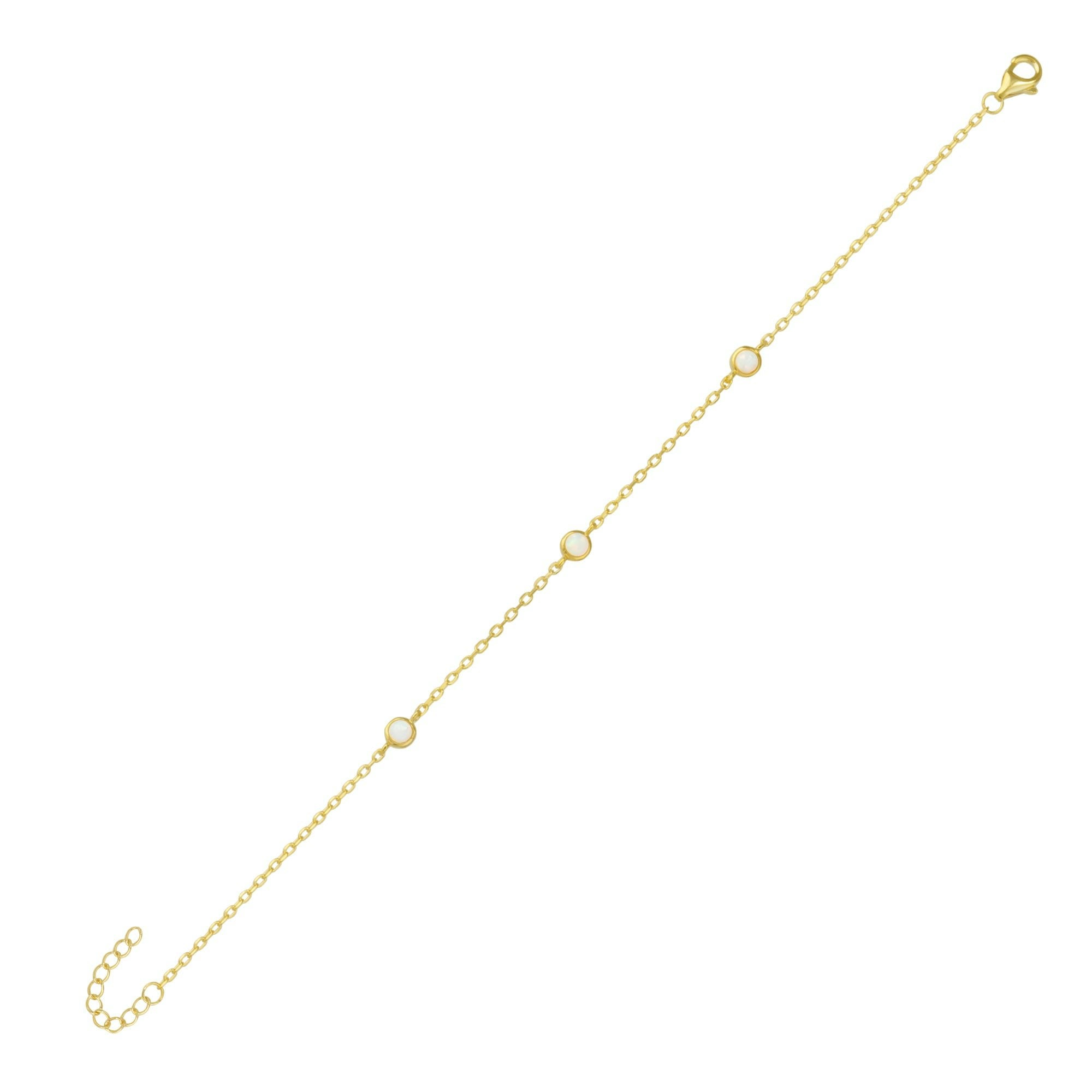 Spero London White/Silver/Gold Opal Sterling Bracelet In