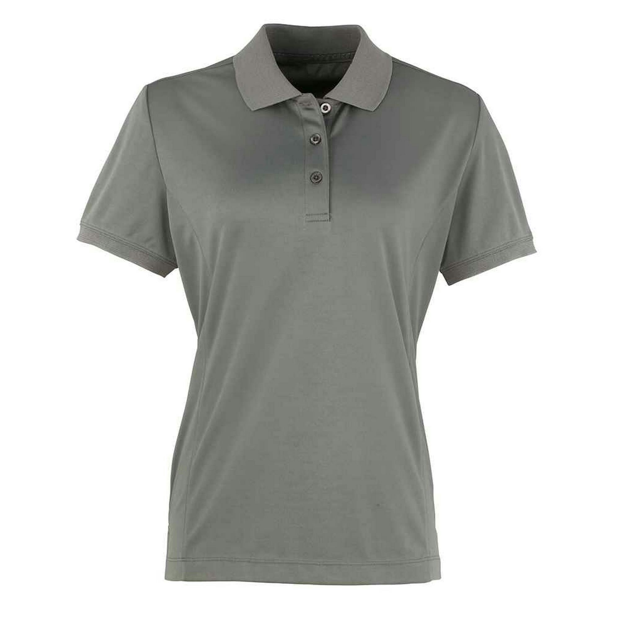 Premier Womens/Ladies Coolchecker Pique Polo Shirt (Dark Grey) - Size 18 UK - Image 3