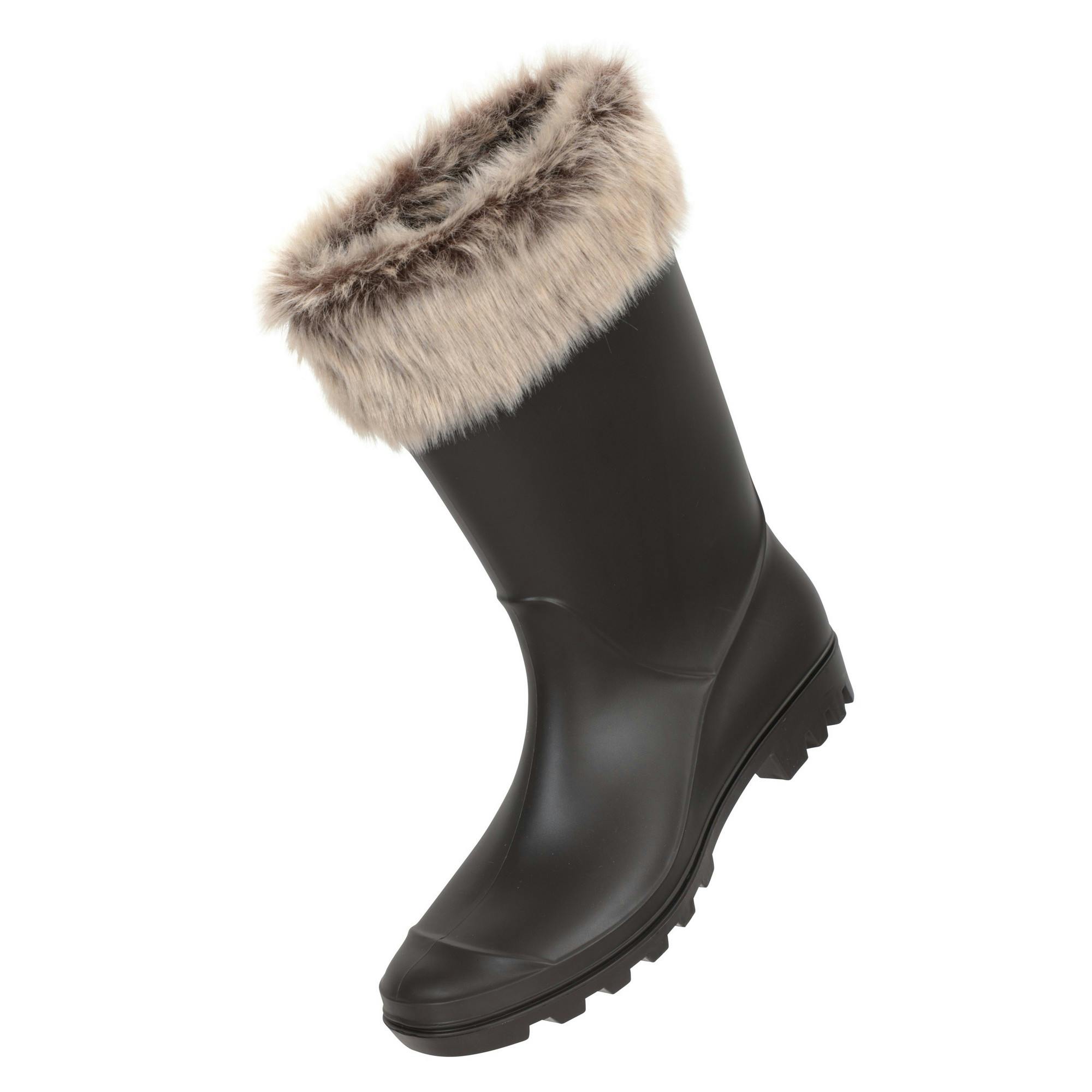 Mountain Warehouse Women's Beige / Faux Fur Lined Wellington Boots - 8 Uk - 85% Pvc/5% Eva/5% Rubber/5% Cotton