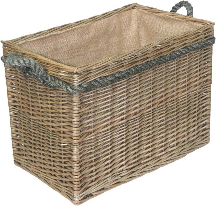 Red Hamper Red/Brown Hamper Rectangular Rope Handled Wicker Log Basket - Small