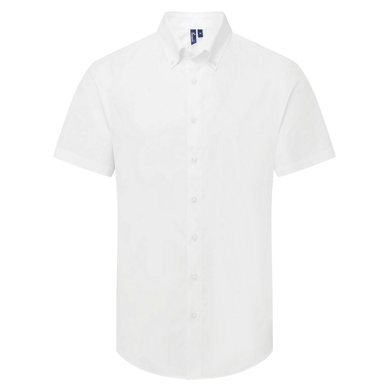 Premier Men's White Supreme Oxford Short-Sleeved Formal Shirt In | Size: Large - Image 2