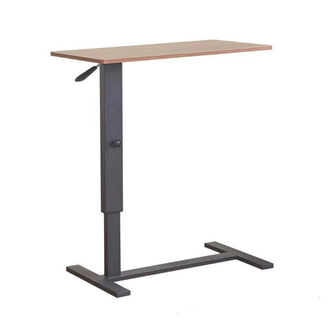 Rackhams Brown Adjustable Height Medical Overbed Table Mobile Hospital Bedside Desk With Wheels - Metal - 1