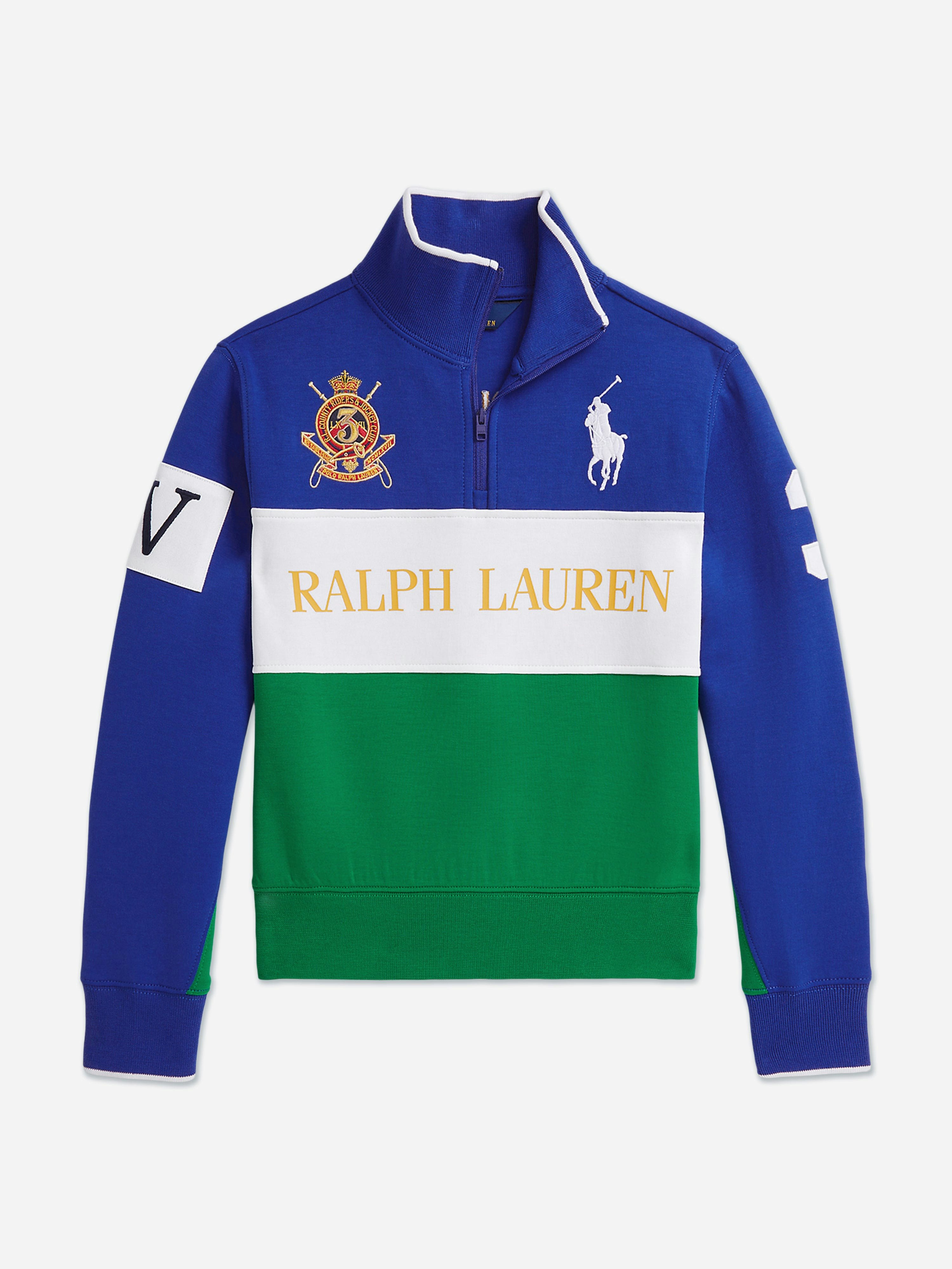 Ralph Lauren Kids Girls Blue Ralph Lauren Half Zip Tech Sweatshirt In - 7 Yrs (S)