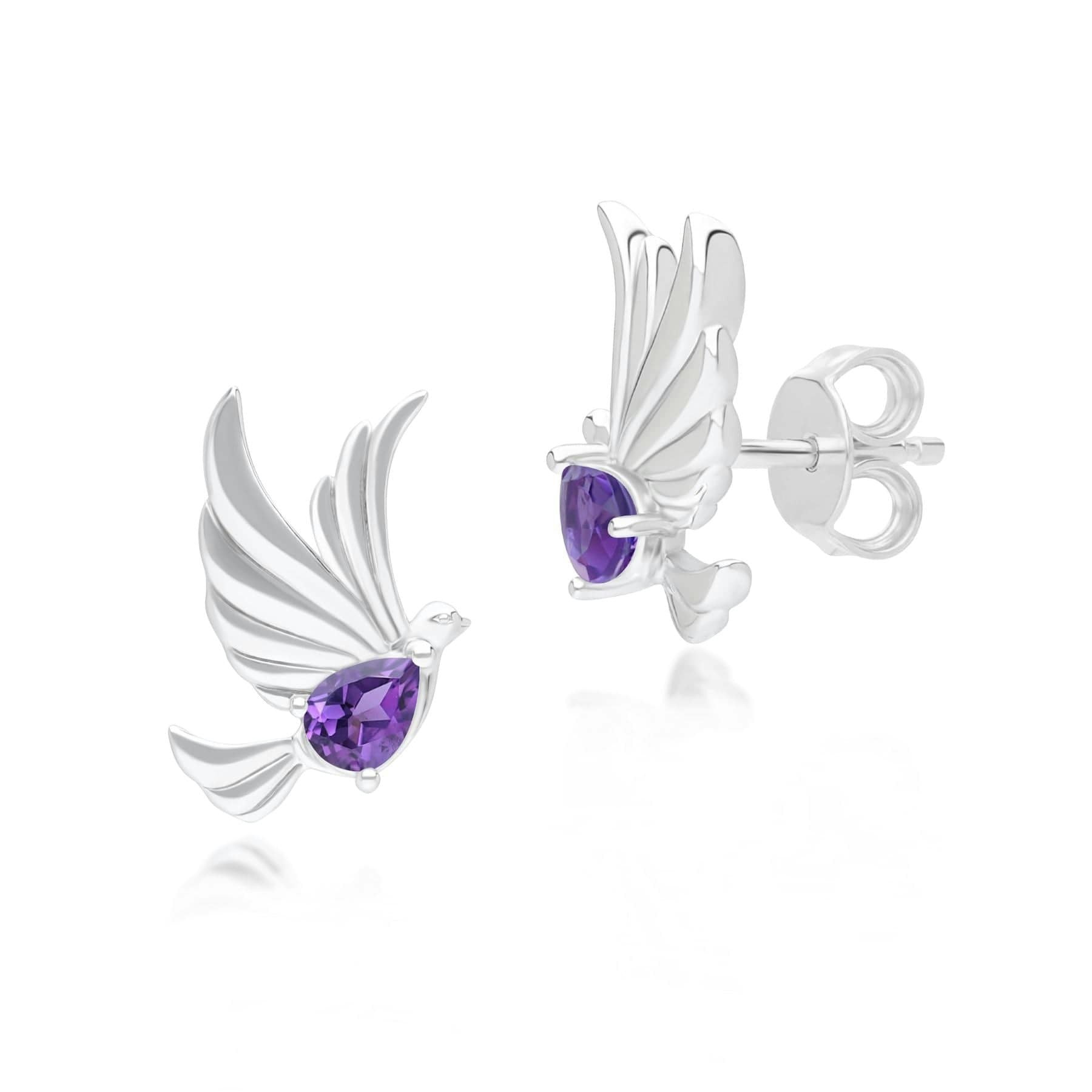 Gemondo Women's Silver Ecfew™ Creator Amethyst Dove Stud Earrings In Sterling