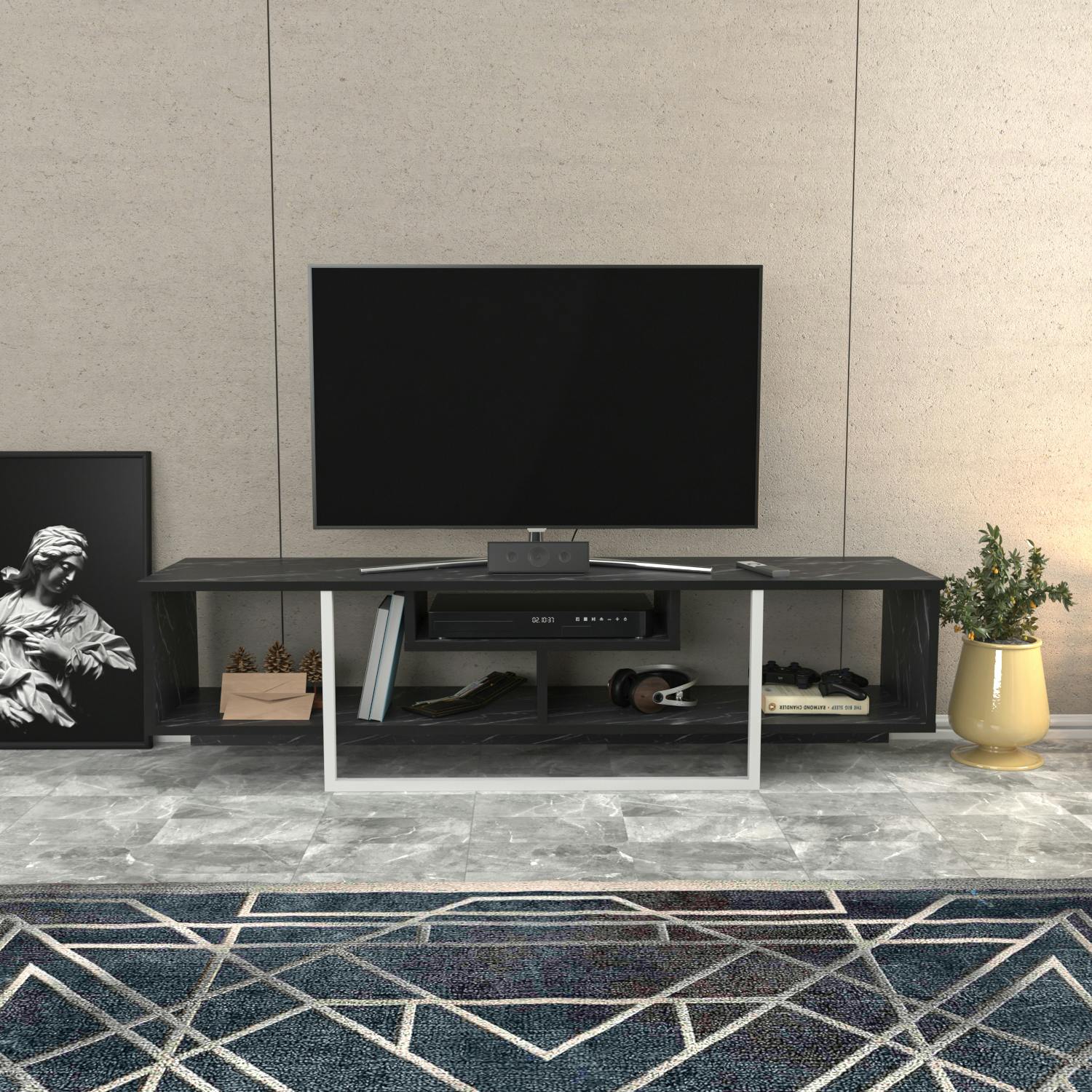 Decorotika White Asal Modern Tv Stand Tv Cabinet For Tv's Up To 65" - Bendire