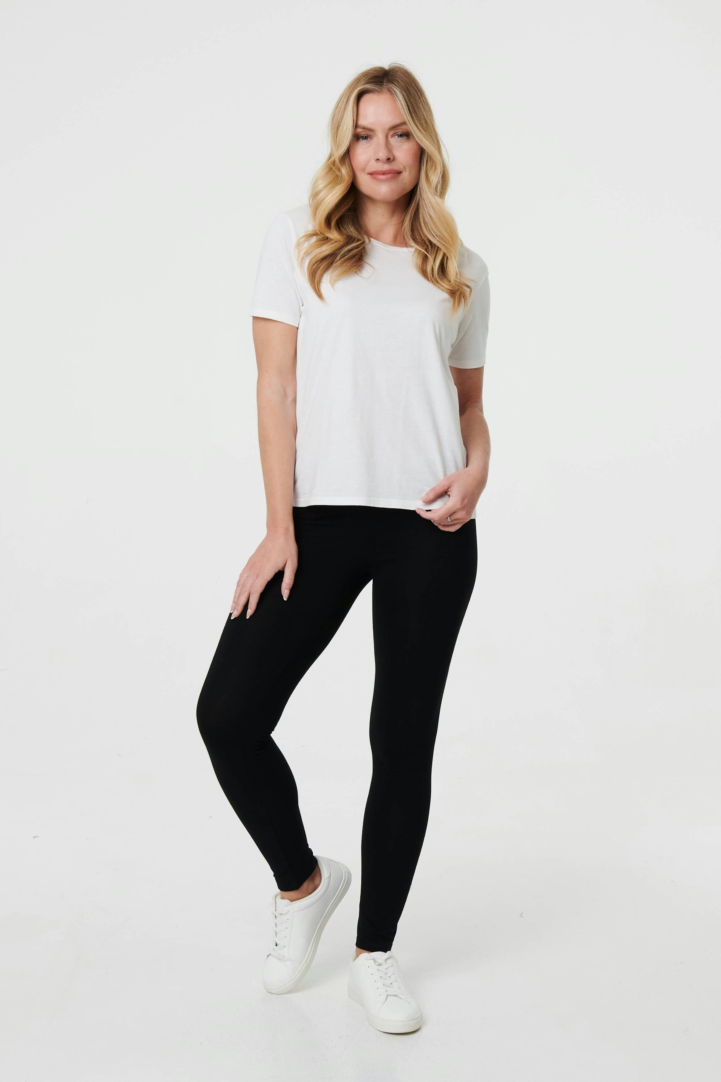 Izabel London Women's Black High Waist Fitted Leggings - 8