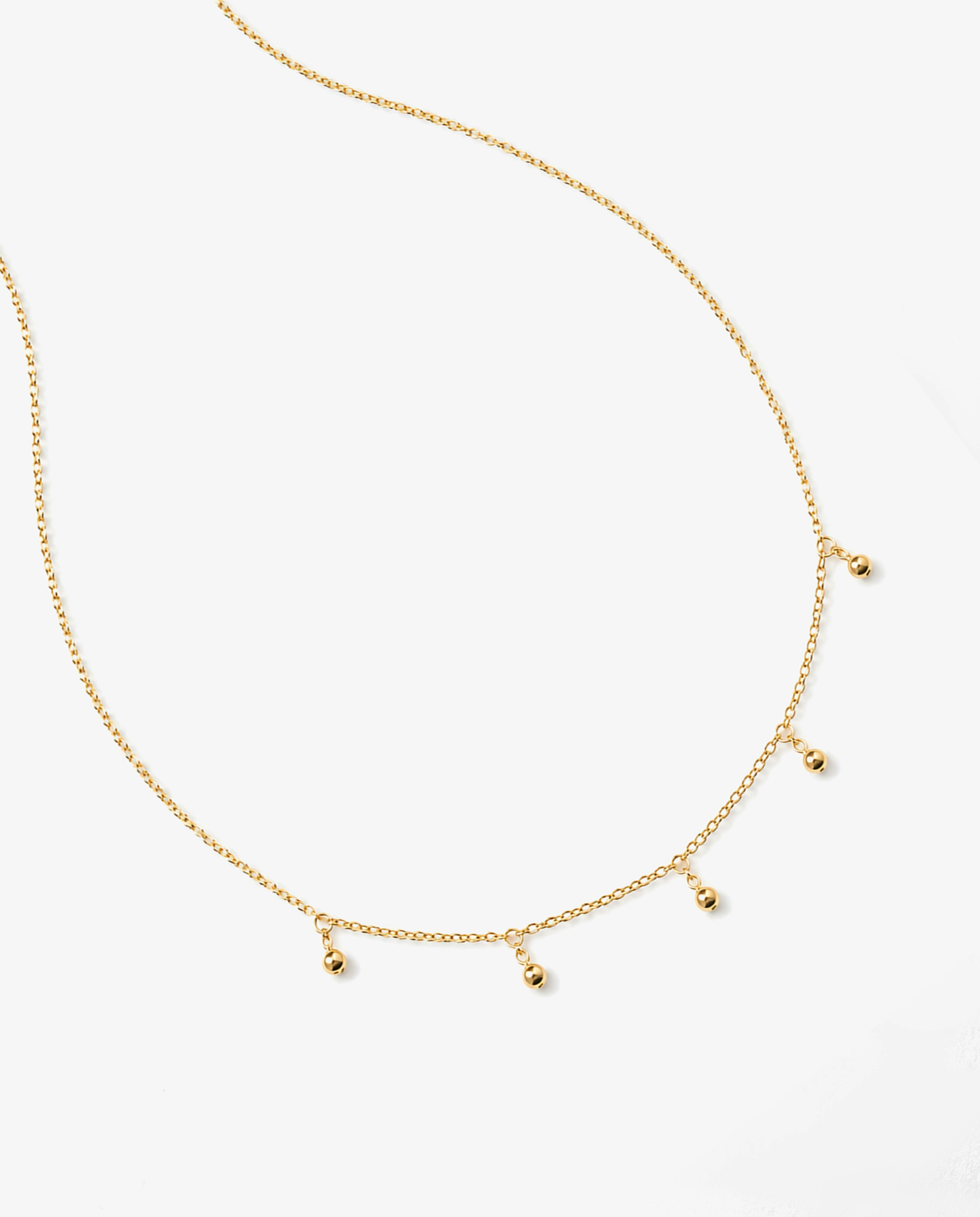 Elk & Bloom Gold Dainty 14K Beaded Drop Choker Necklace - No Thank You - Standard Length