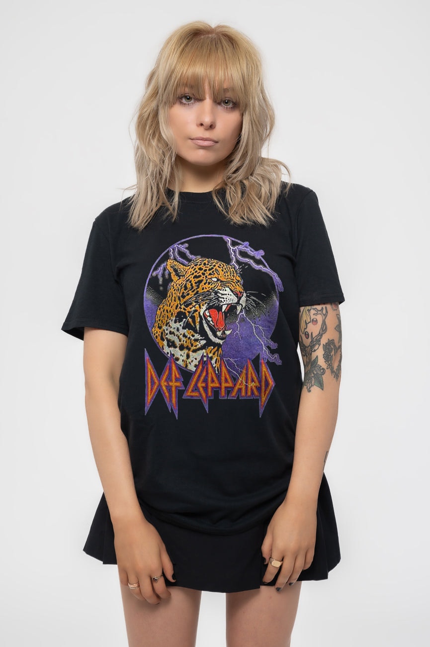 Paradiso Clothing Unisex Black Paradiso Def Leppard Lightning Leopard T Shirt - Xxl