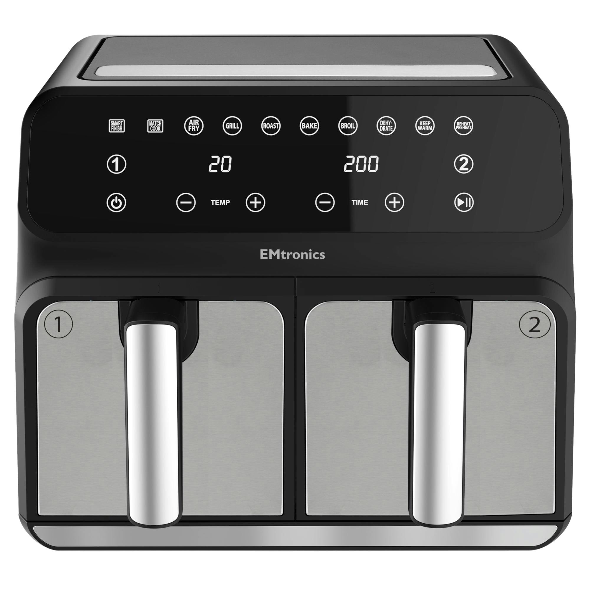 Emtronics Silver 8 Litre Dual Air Fryer