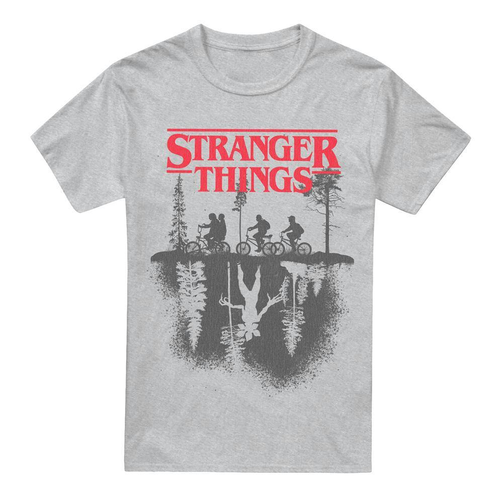 Stranger Things Men's Forest Silhouette Logo T-Shirt - Athletic Heather - 5XL - Athletic Heather