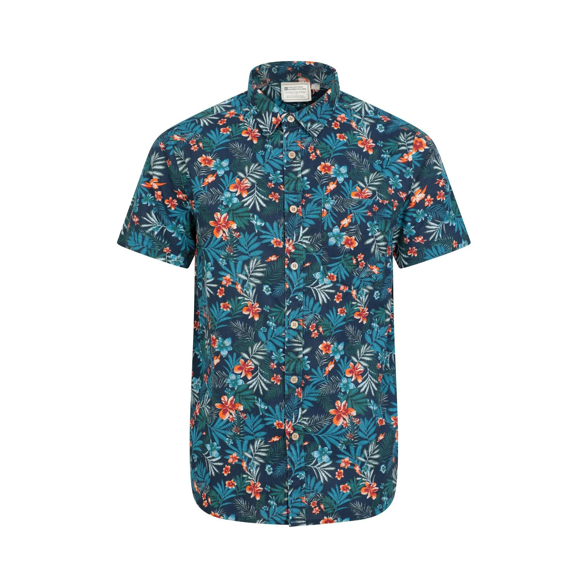 Mountain Warehouse Men's Tropical Floral Short-Sleeved Shirt - Navy - Xl - Navy - 100% Cotton