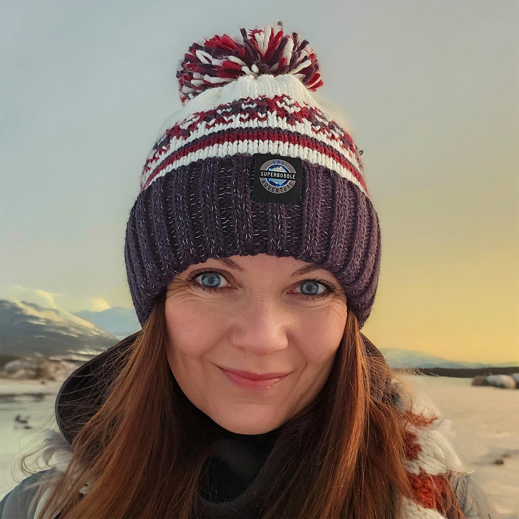 Superbobble Unisex Red/Cream Geyser Fairisle Knit Hat