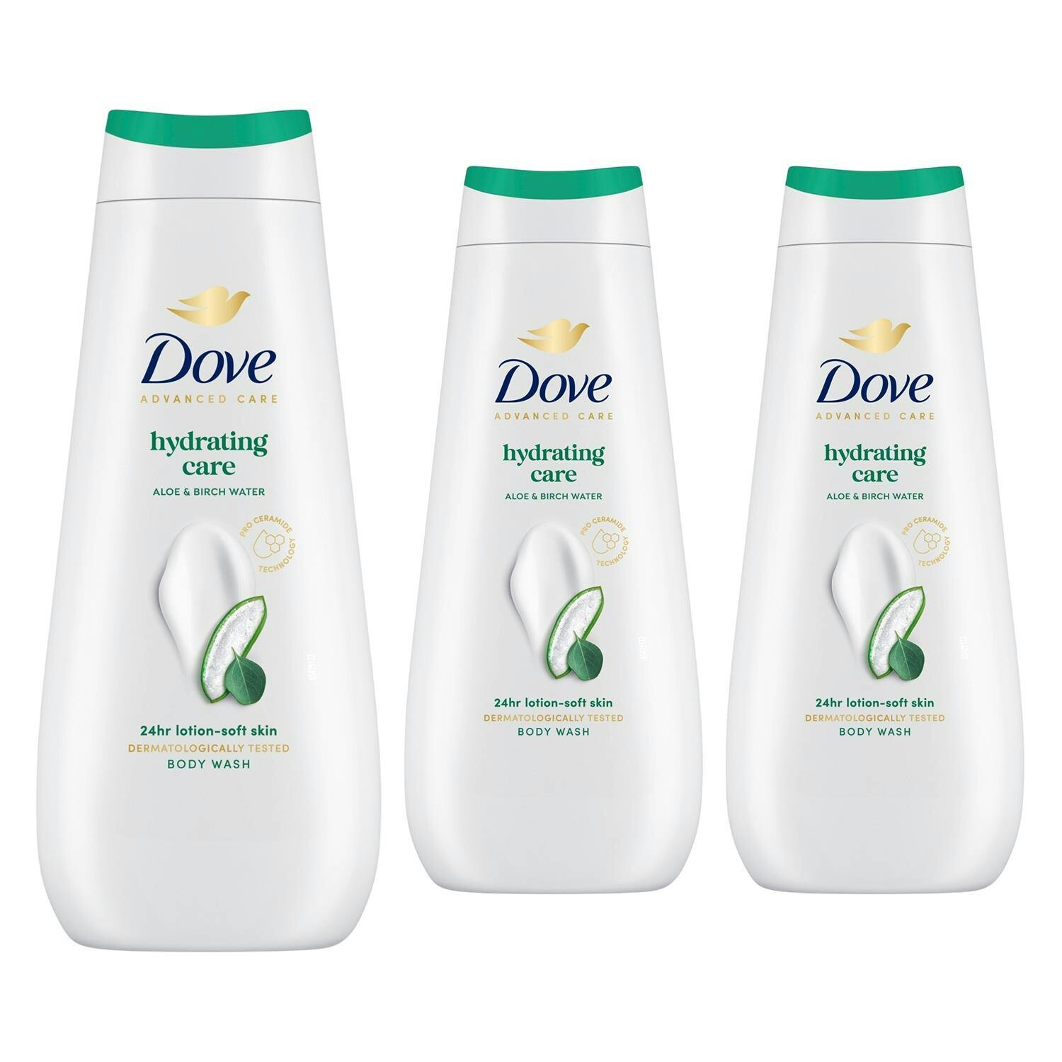 Dove Light Advanced Care Hydrating Care Body Wash 24H Renewing Micromoisture, 3X400ml