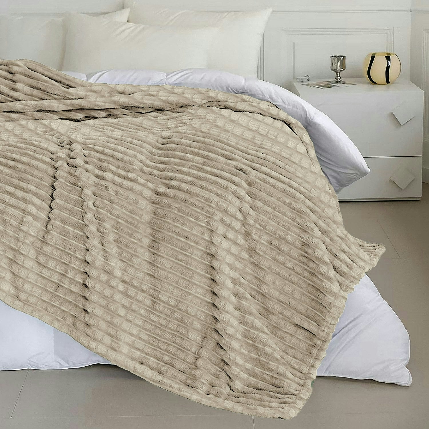 Velosso Chunky Cord Waffle Plush Heavy Blanket - 200Cm X 240Cm - Mink