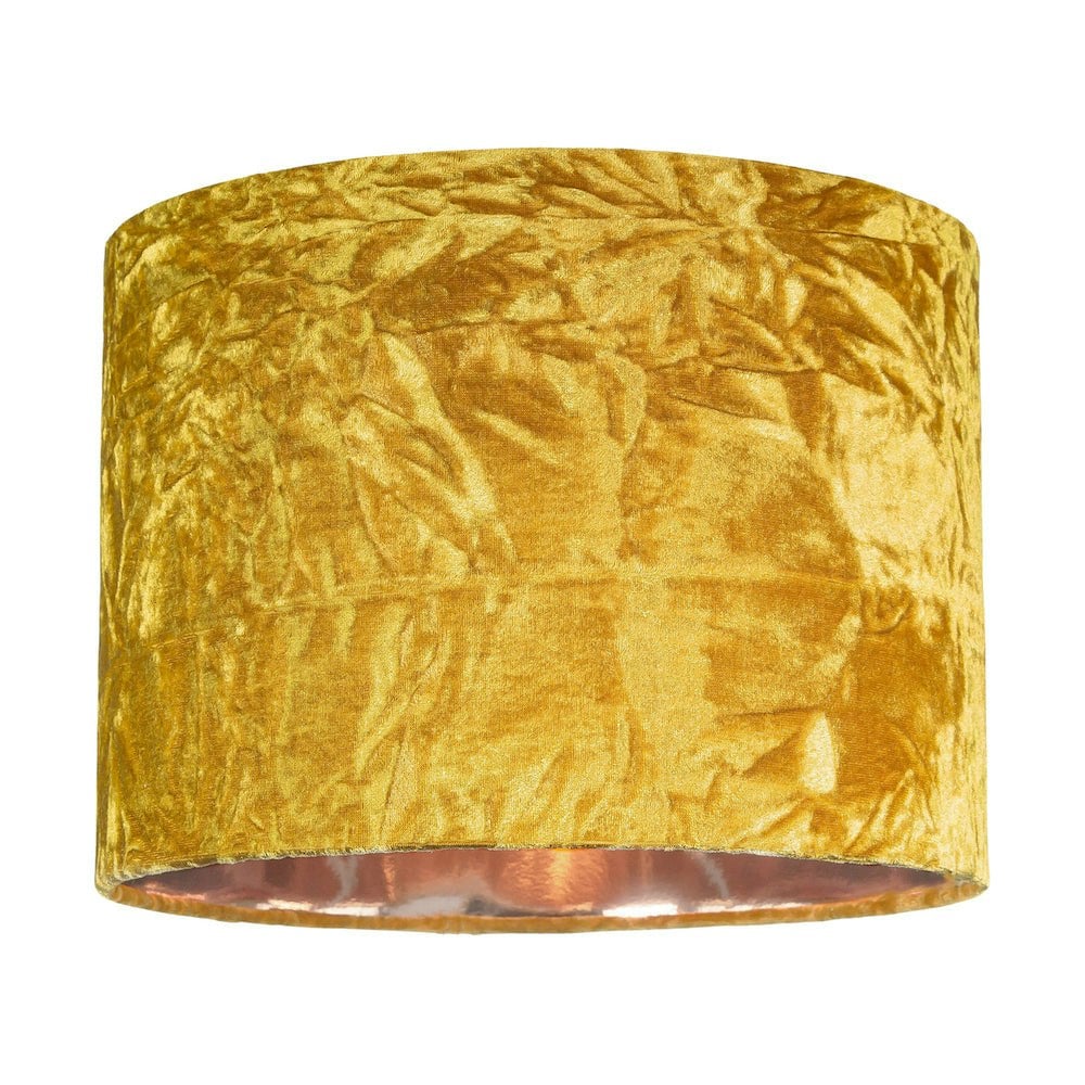 Happy Homewares Modern Shiny Ochre Crushed Velvet 10" Table/Pendant Shade With Copper Inner