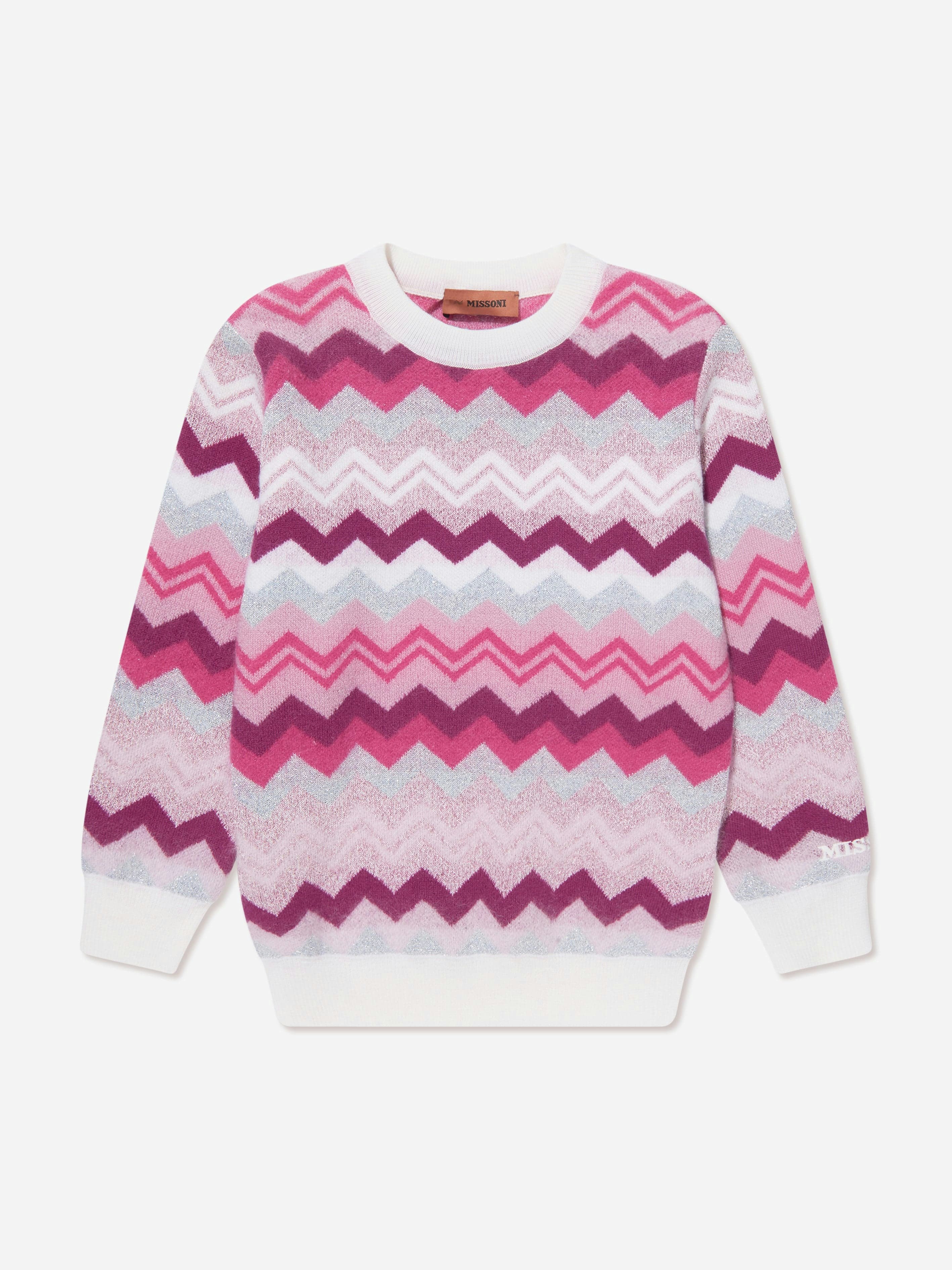 Missoni Girls Pink Zigzag Jumper In - Multicoloured - 10 Yrs