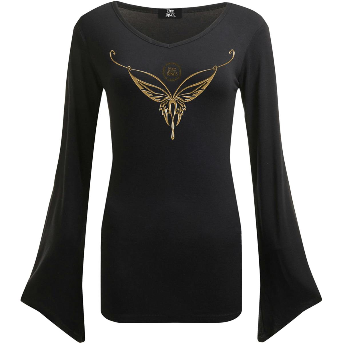 Spiral Direct Black Lotr - Elven Necklace - V Neck Goth Sleeve Top - Xl - Digital - Digital
