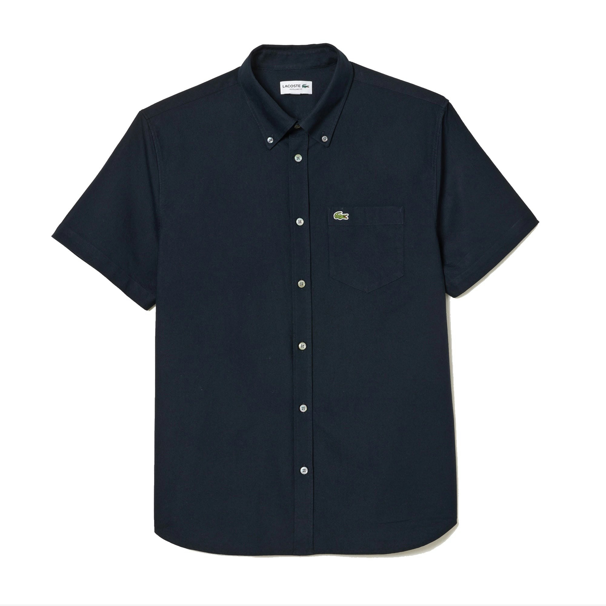 Lacoste Blue Regular Fit Short Sleeved Oxford Shirt Navy - Large