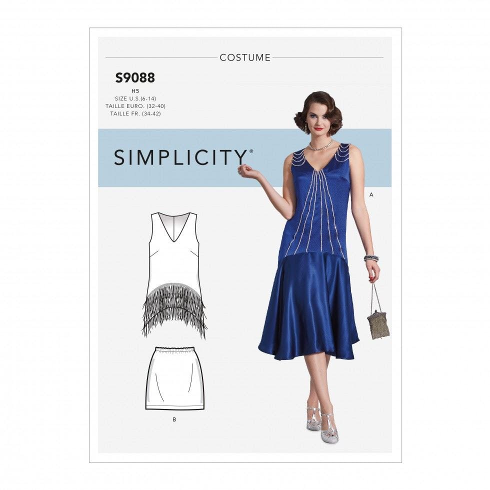 Simplicity Women's Sewing Pattern 9088, Dresses, Costumes, Vintage Style For H5 (6-8-10-12-14) - Intermediate - H5 (6-8-10-12-14)