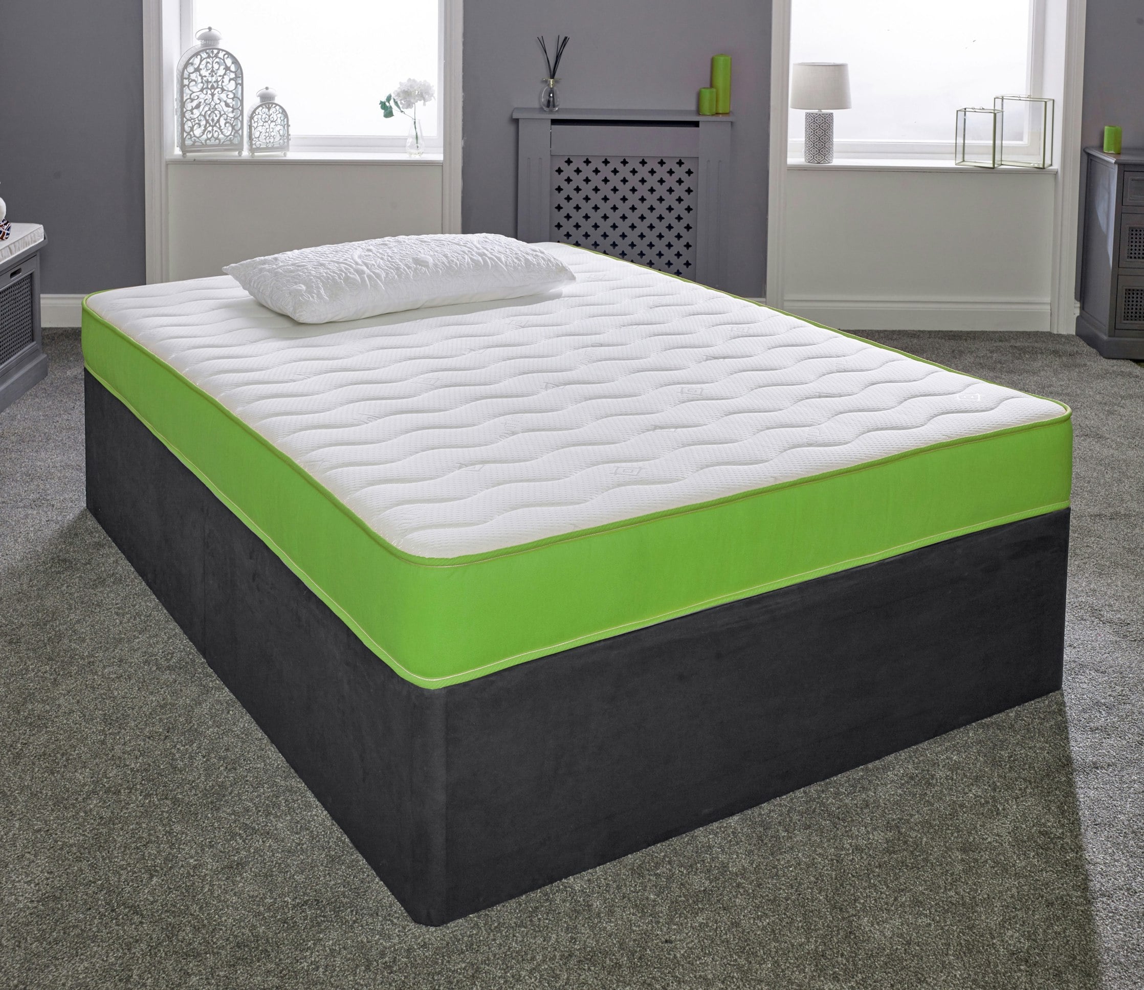 Rackhams Green Hybrid Memory Foam & Pinna-Coil Mattress - Soft/Medium Cooltouch+ Breathable - 1 - 2Ft6 Shorty Small Single Mattress (75Cm X 175Cm)
