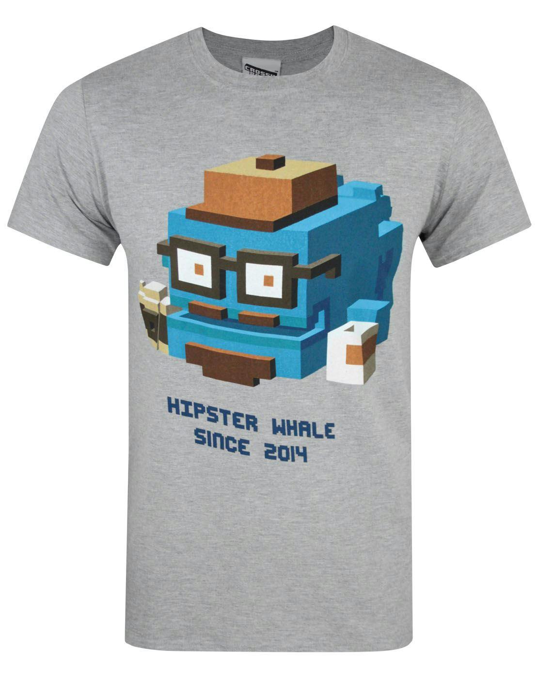 Vanilla Underground Men's Grey Crossy Road Hipster Whale Short Sleeved T-Shirt - XX-Large