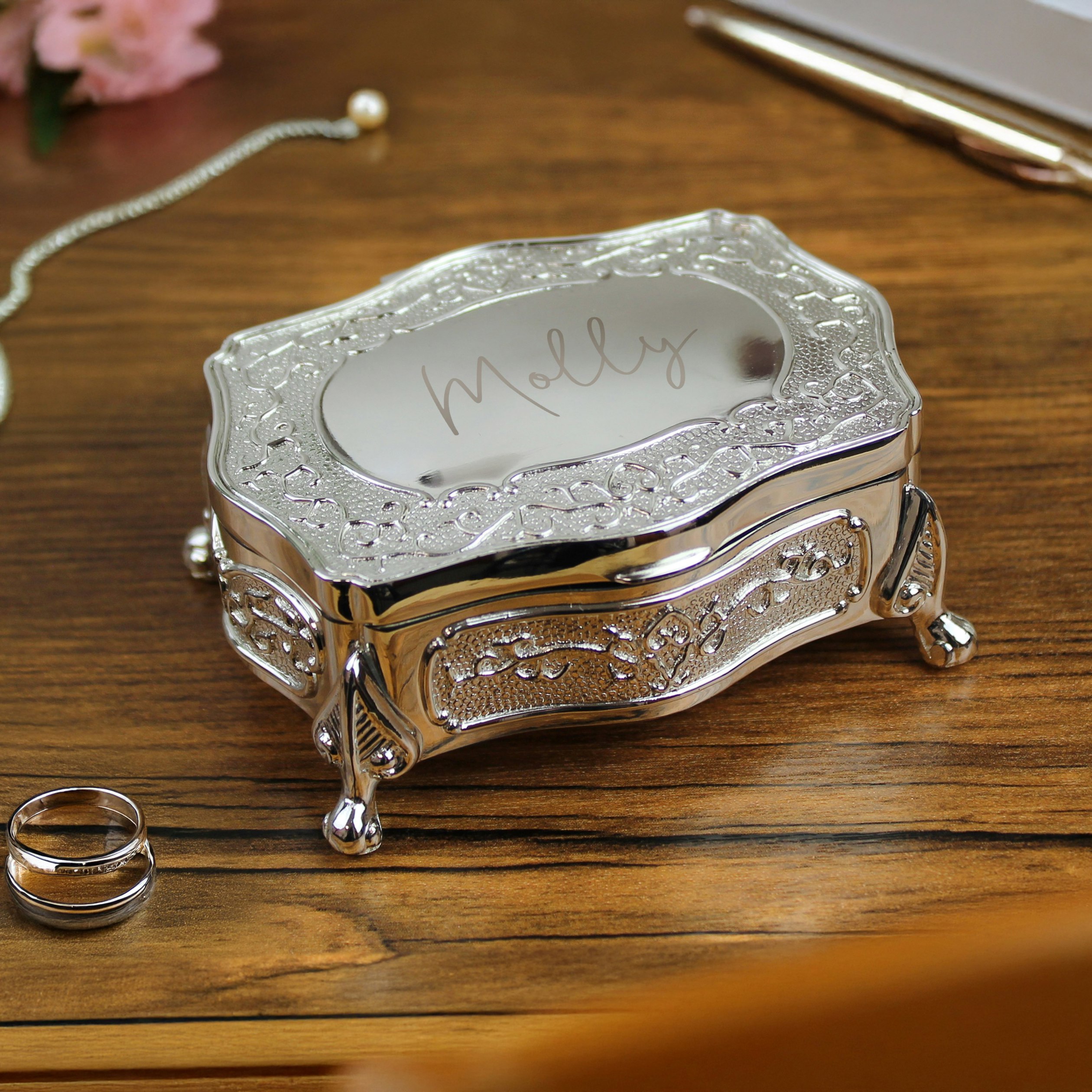 Personalised Memento Company Silver Personalised Small Plated Jewellery Box