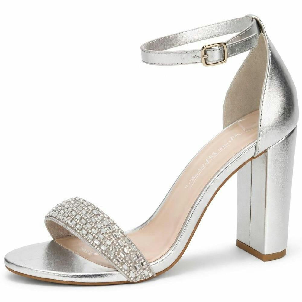 Anne Michelle Women's Silver Block High Heel Shoes F12046 - Standard - Uk 7