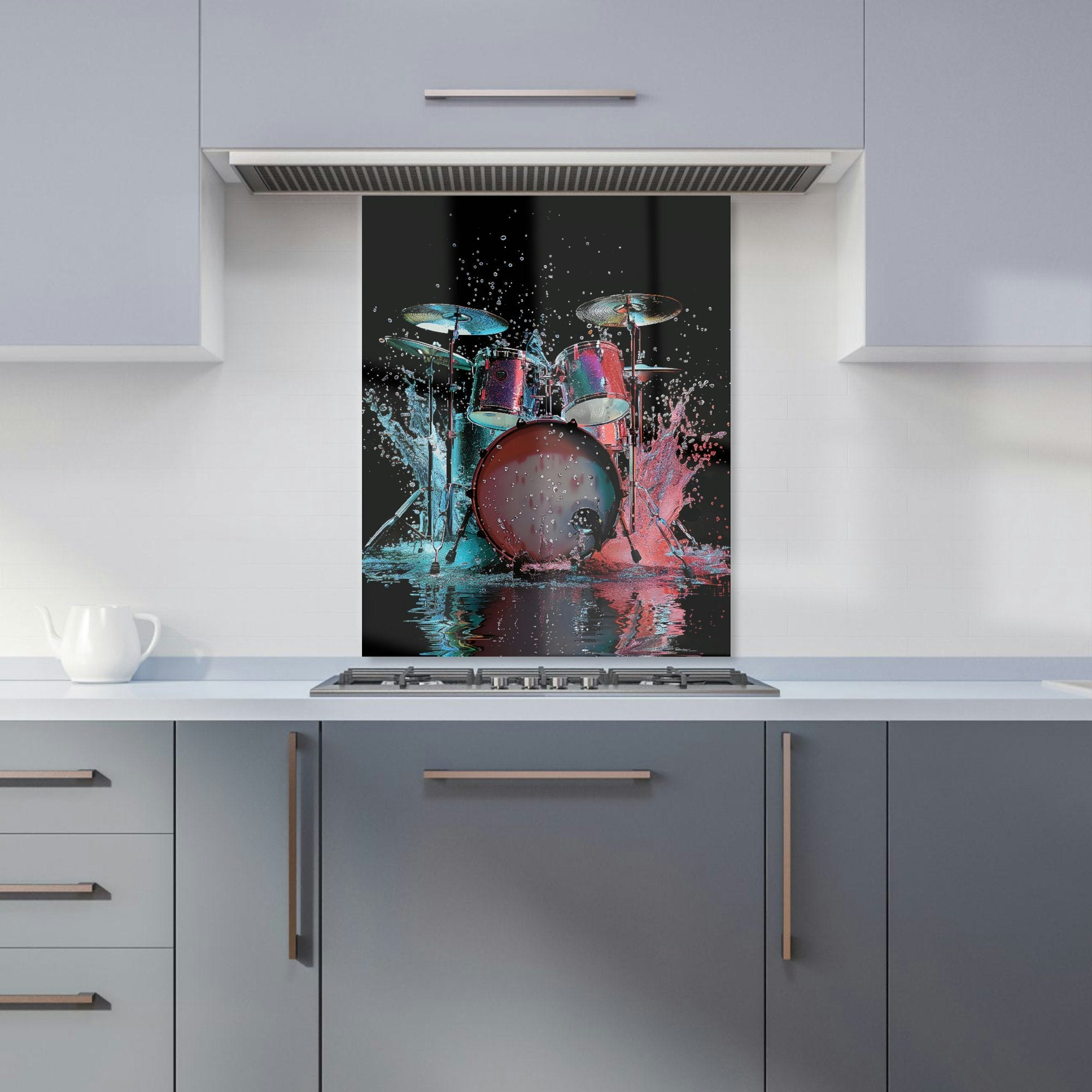 Warren Reed - Designer Rhythm In Splashing Drums Kitchen Splashback - W600mm X H750mm