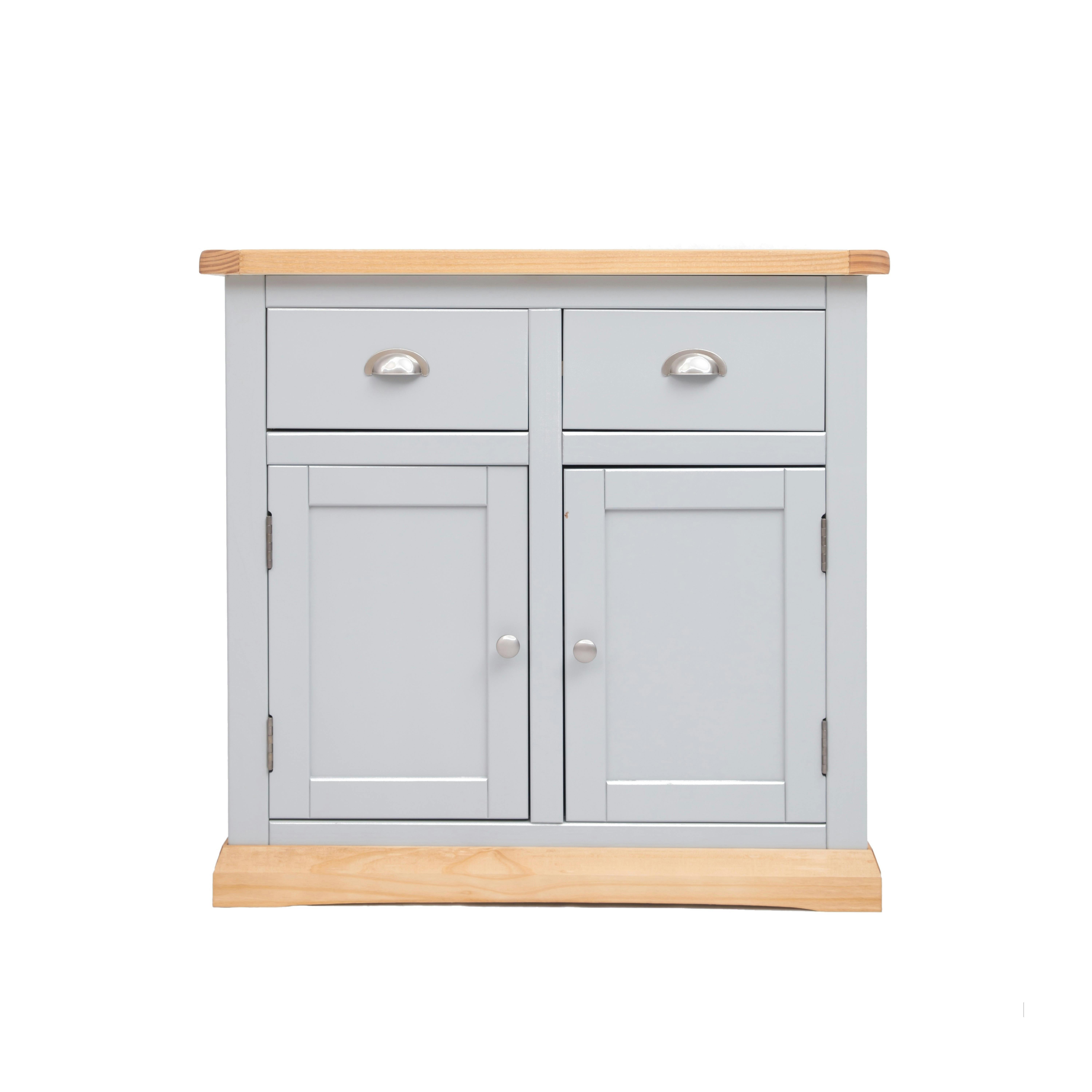 Rackhams Light/Grey Bomporto 2 Drawer 2 Door Sideboard Chrome Cup Handle