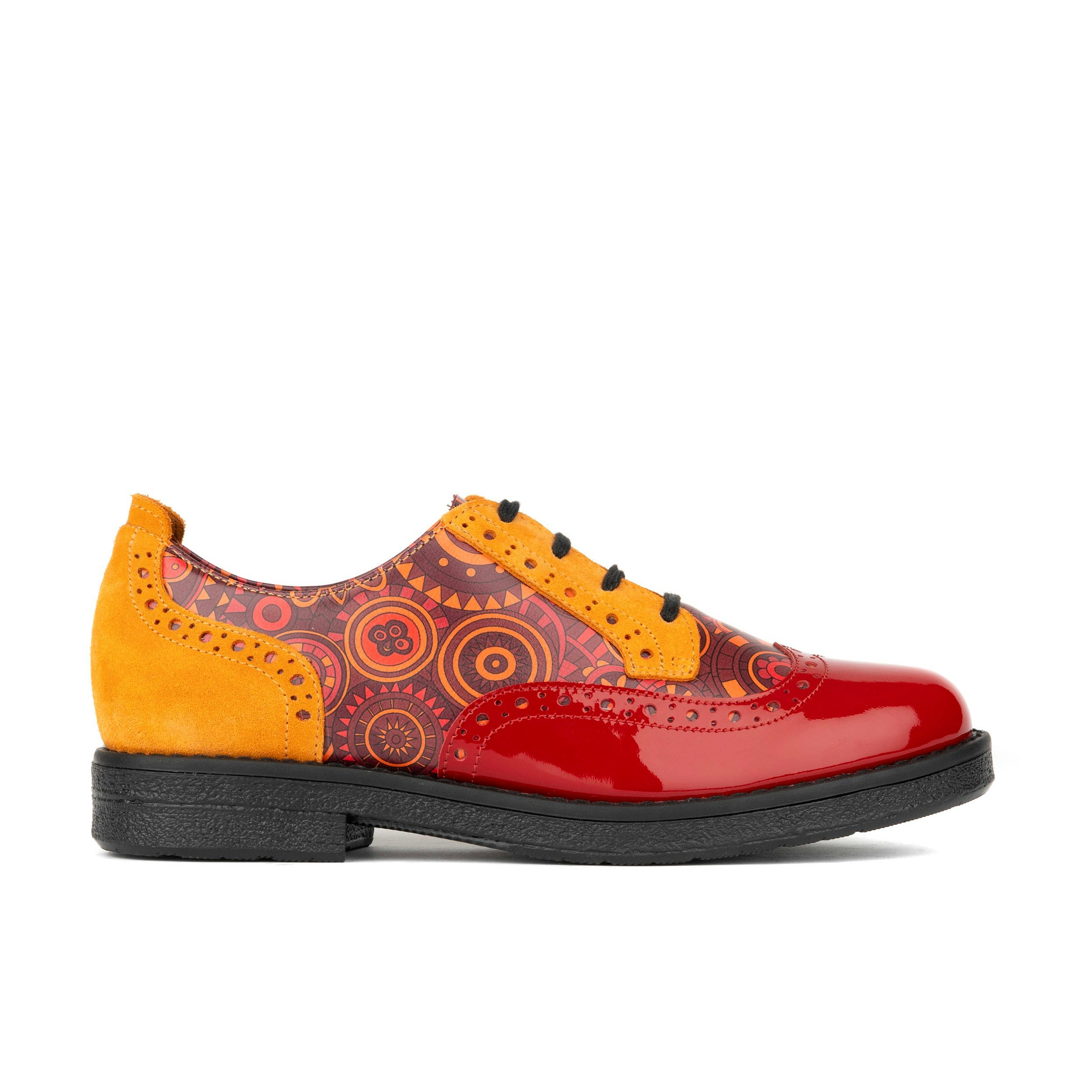 Embassy London Women's Red/Orange The Artist - & - Leather Lace-Up Shoe With Brogue Detailing - Uk 11 / Eu 44 / Us 13