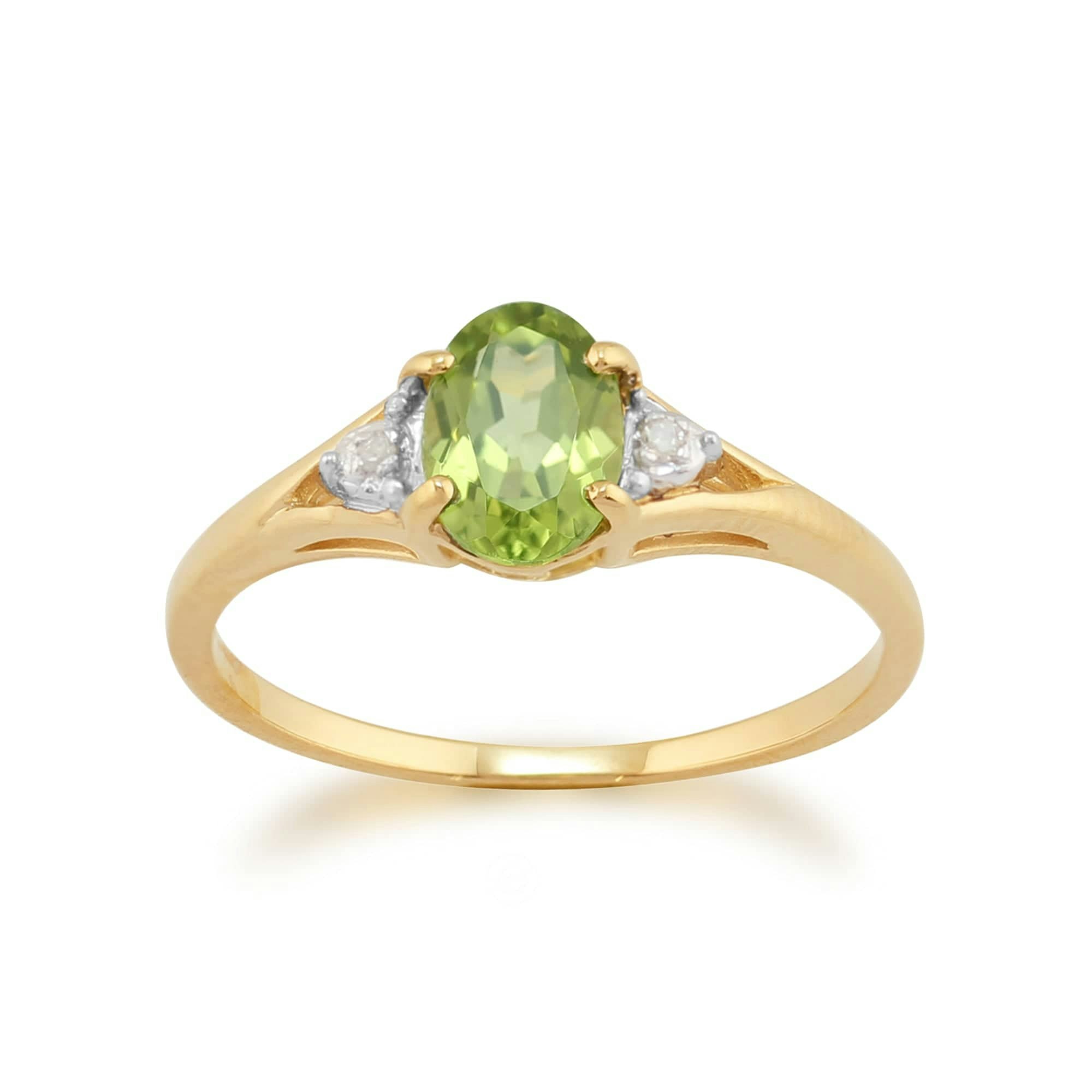 Gemondo Women's Yellow/Gold Classic Oval Peridot & Diamond Ring In 9Ct - M