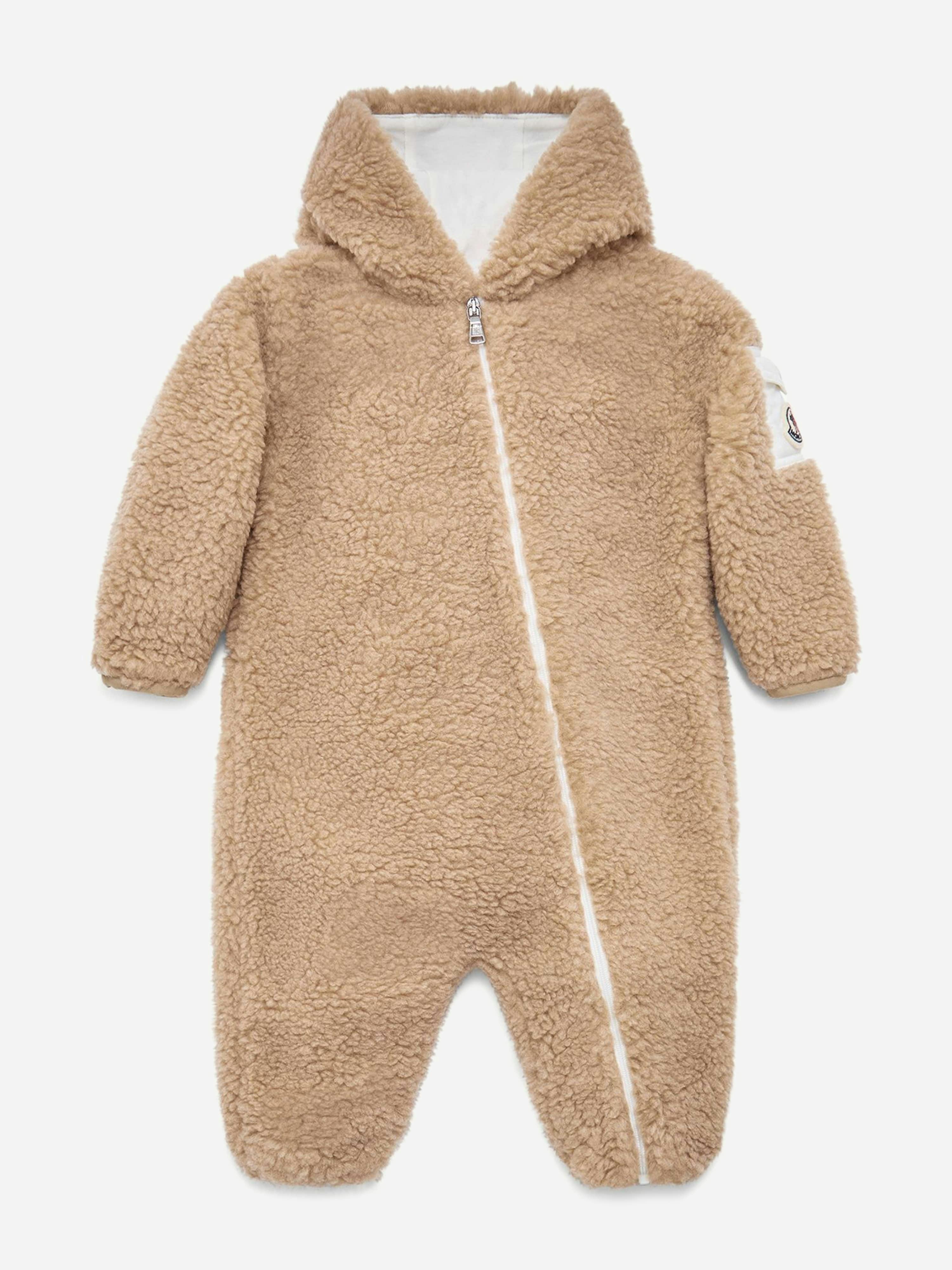Moncler Enfant Beige Baby Teddy Fleece Romper With Ears In - 3 - 6 Mths