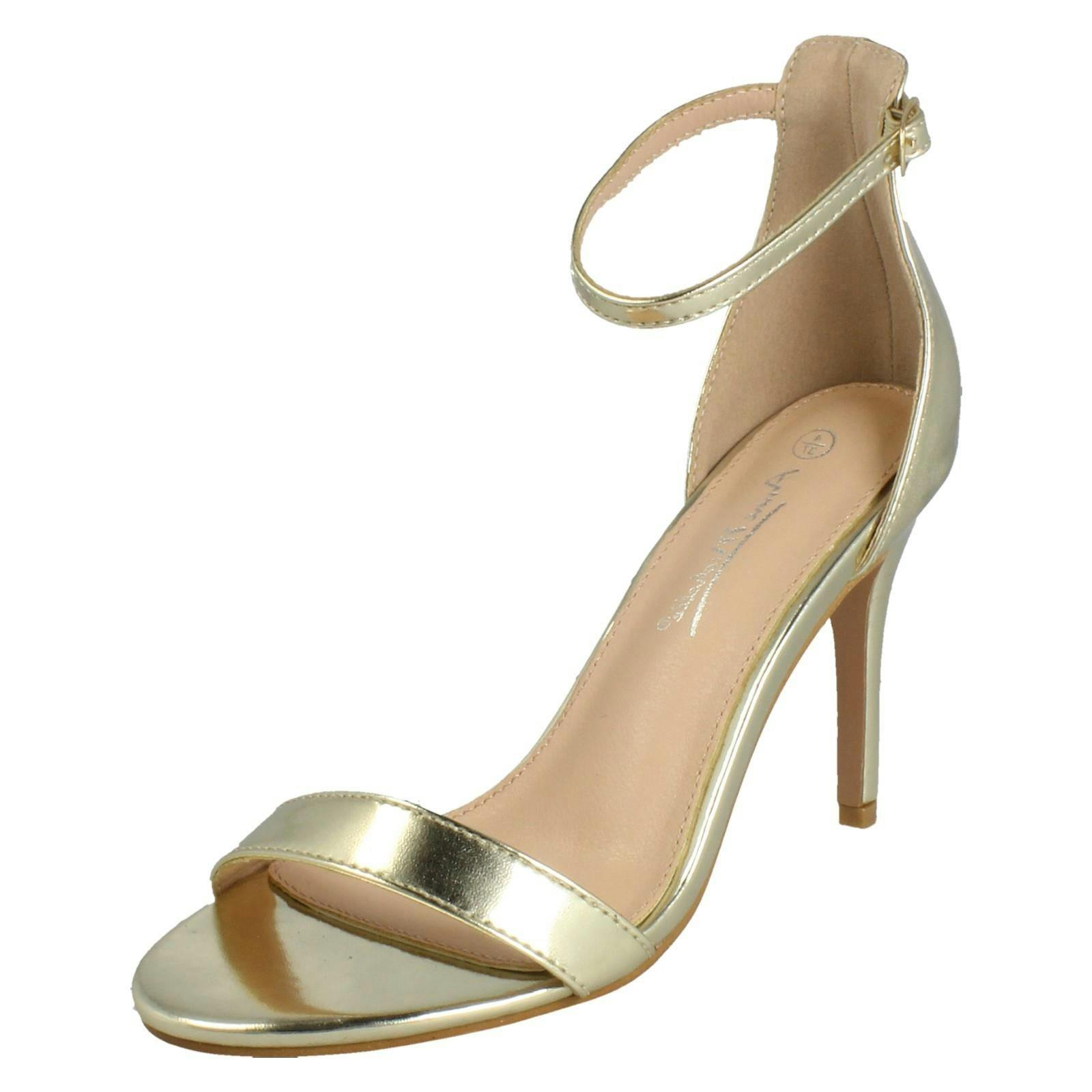 Anne Michelle Women's Gold High Heeled Wide Fit Evening Sandals F12109 - Uk 3