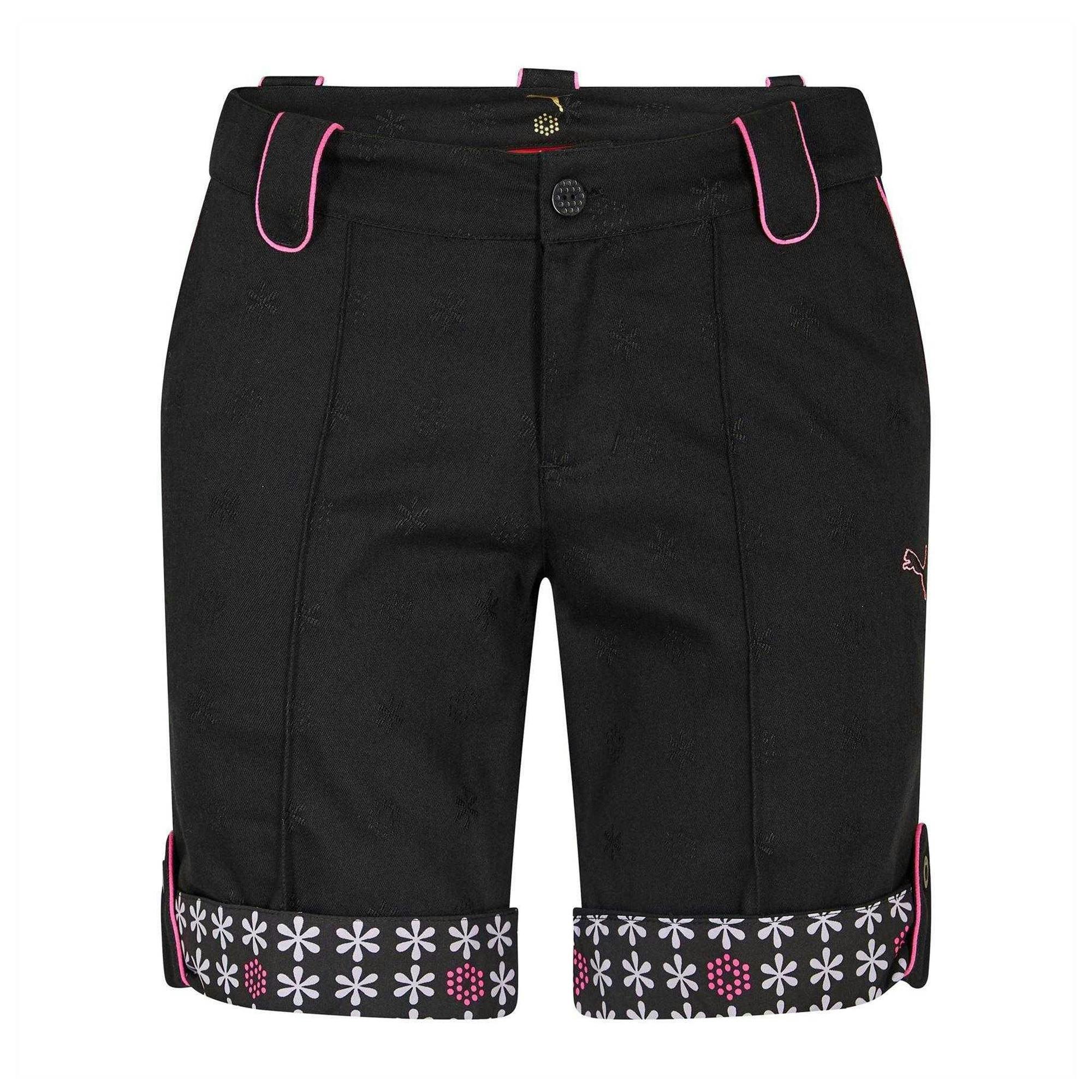 Puma Women's Black Jacquard Tailored Golf Shorts - 10 Uk S - 100% Mixed