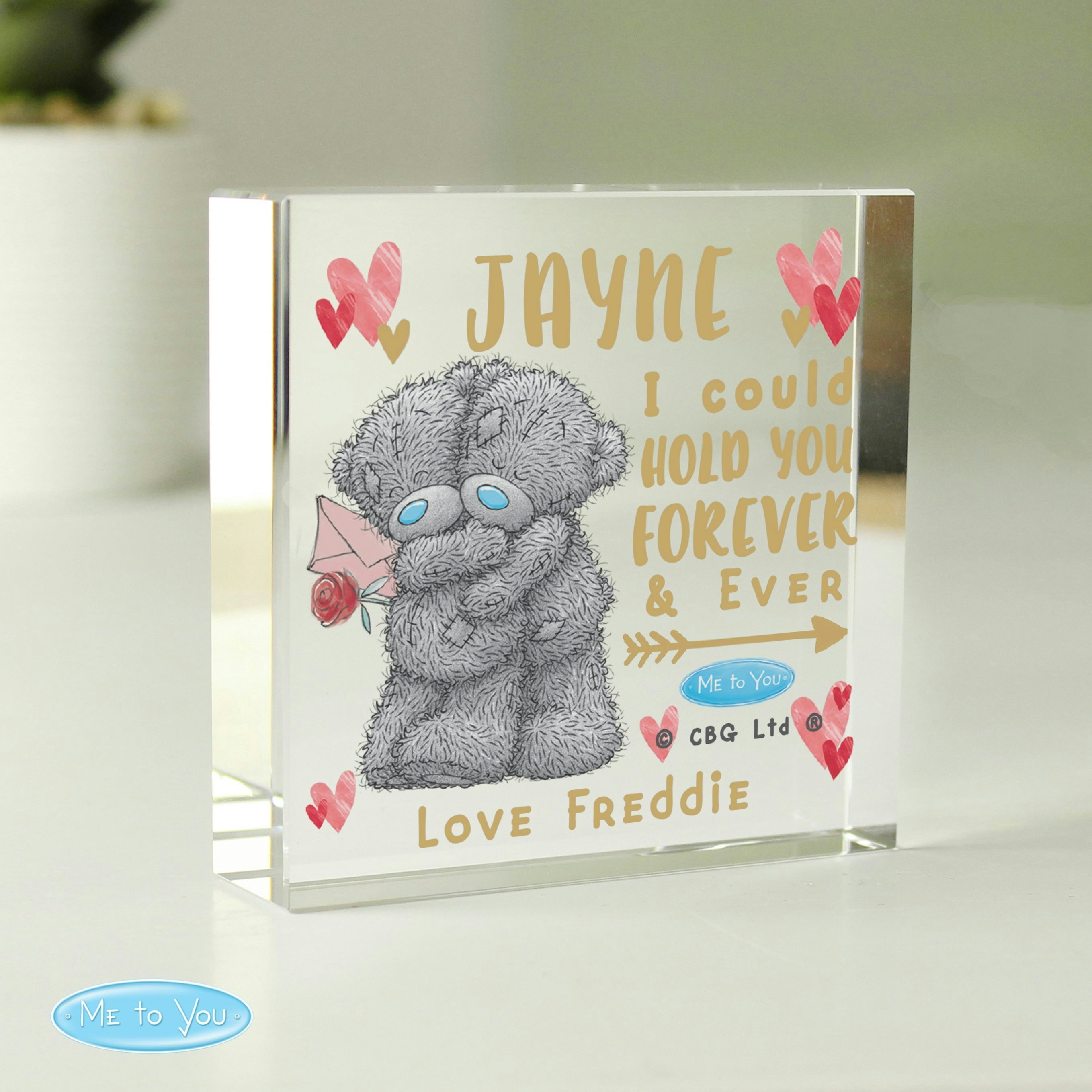 Rackhams Personalised Me To You Hold You Forever Crystal Token
