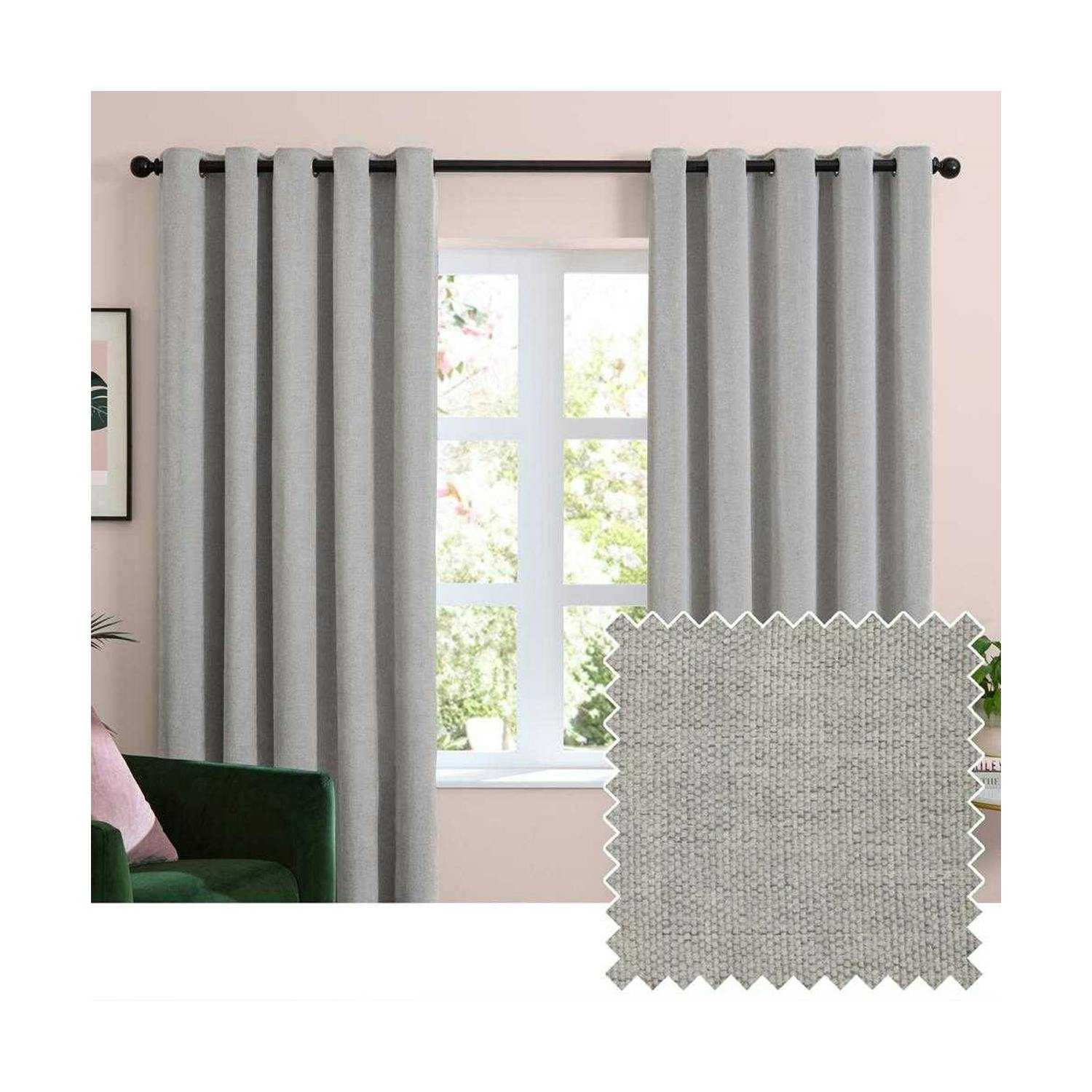 Rackhams Silver Chenille Blackout Curtains - 117Cm X 137Cm - 100% Polyester
