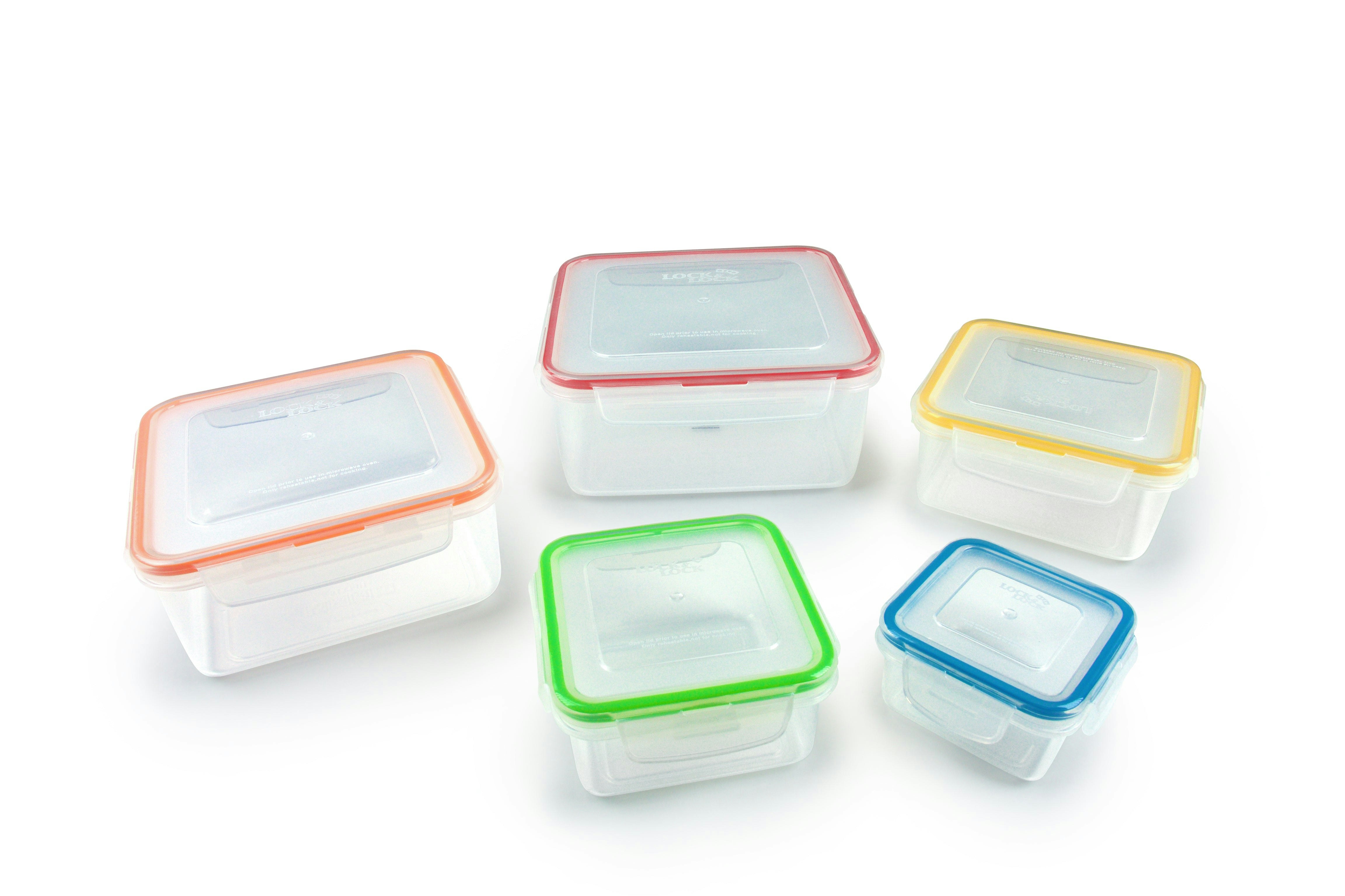 LocknLock Nesting Set of 5 Square Airtight Food Storage Containers and Lids - Image 3