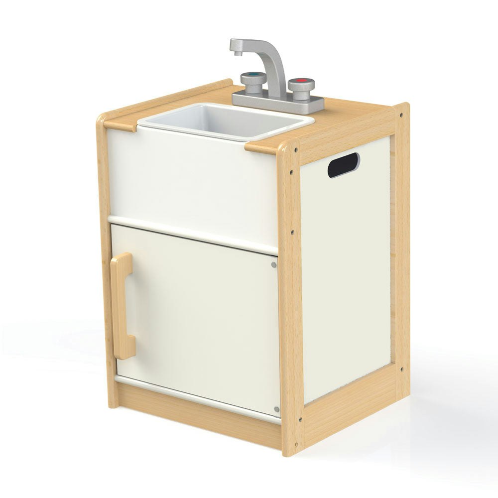Tidlo Wooden White Toy Sink - Kids Play Kitchen Accessory - Realistic Play Experience - Image 4