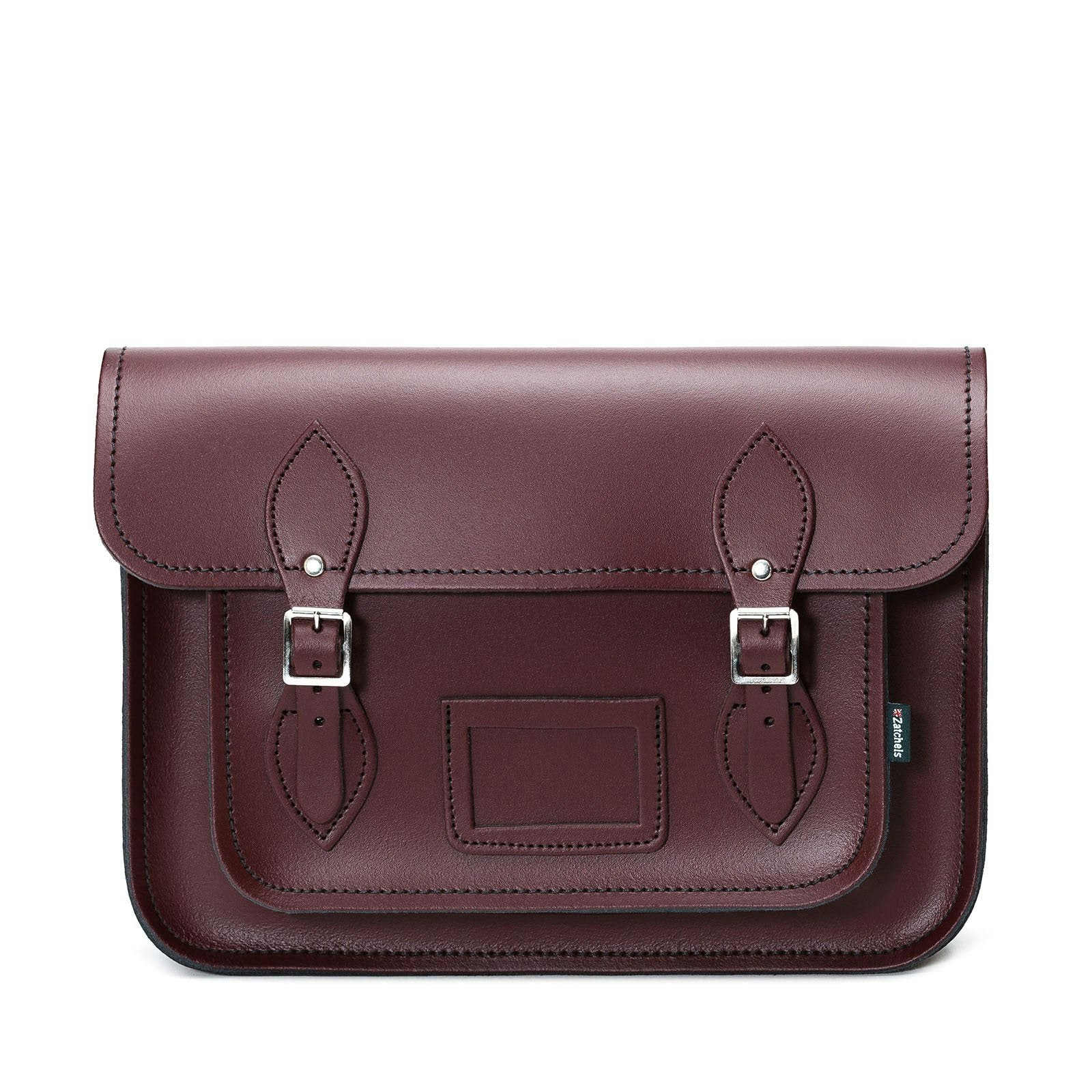 Zatchels Unisex Red Handmade Leather Satchel - Marsala - 11.5"