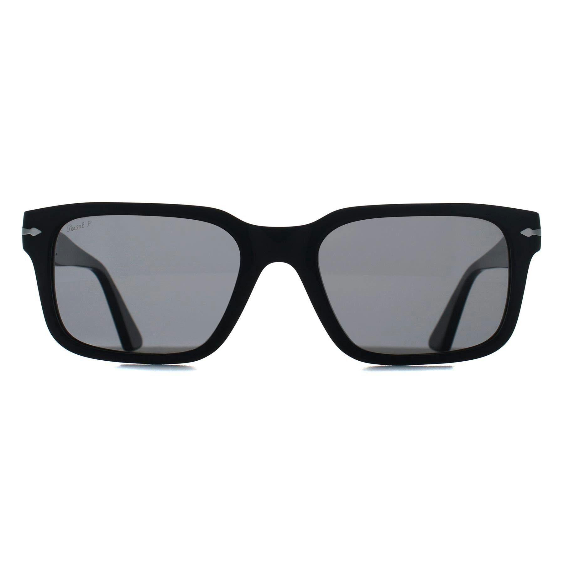 Persol Unisex Grey Po3272s 95/48 Sunglasses Acetate Black Squared Polarized - Image 5